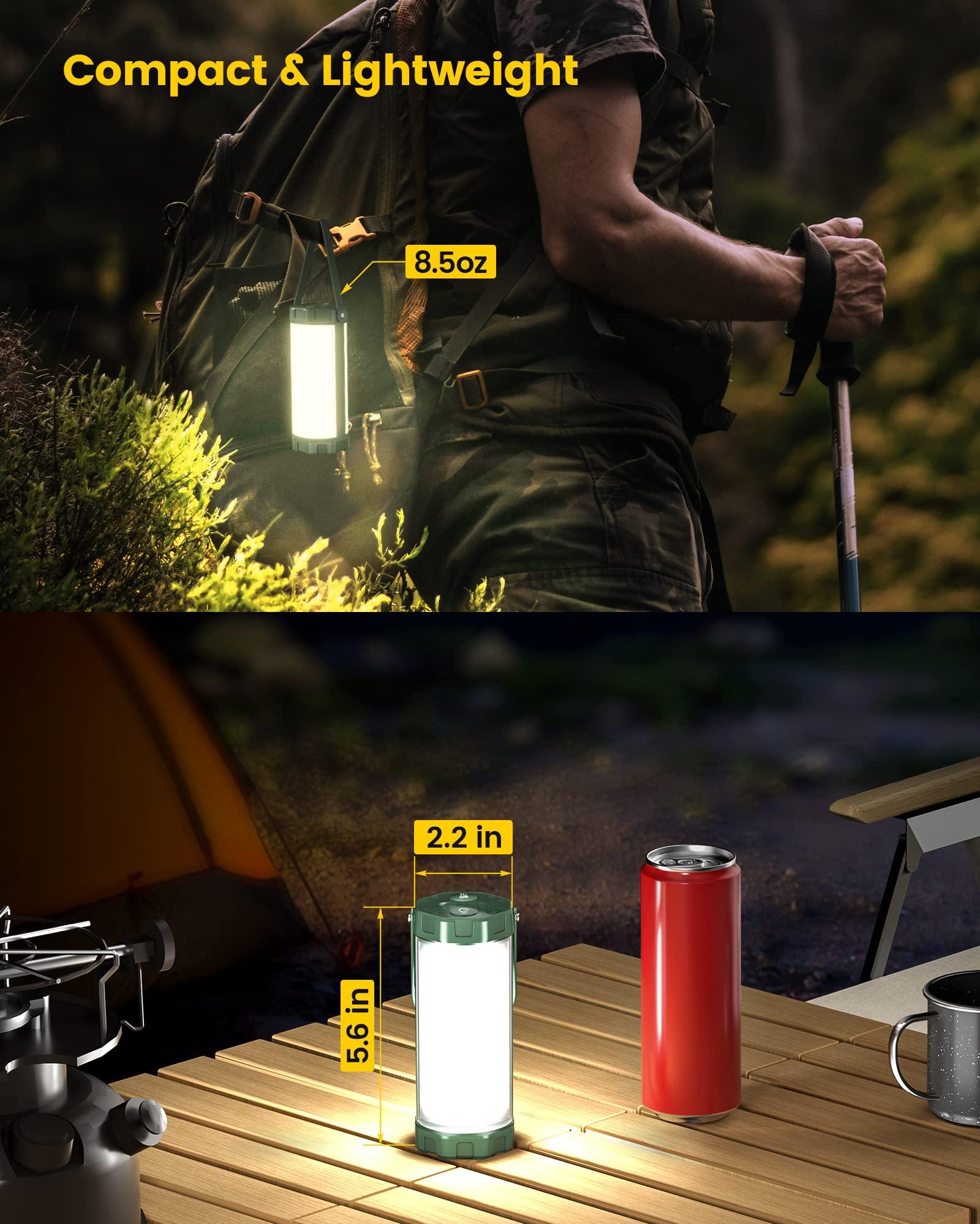 Glocusent Camping Lantern Rechargeable, Up to 80Hrs, 5000mAh 106 LED Lantern with 5 Brightness 3 Modes & SOS, IP68 Waterproof, Max 1200LM, Camping Light for Power Outages Hiking Emergency Hurricane - Image 6