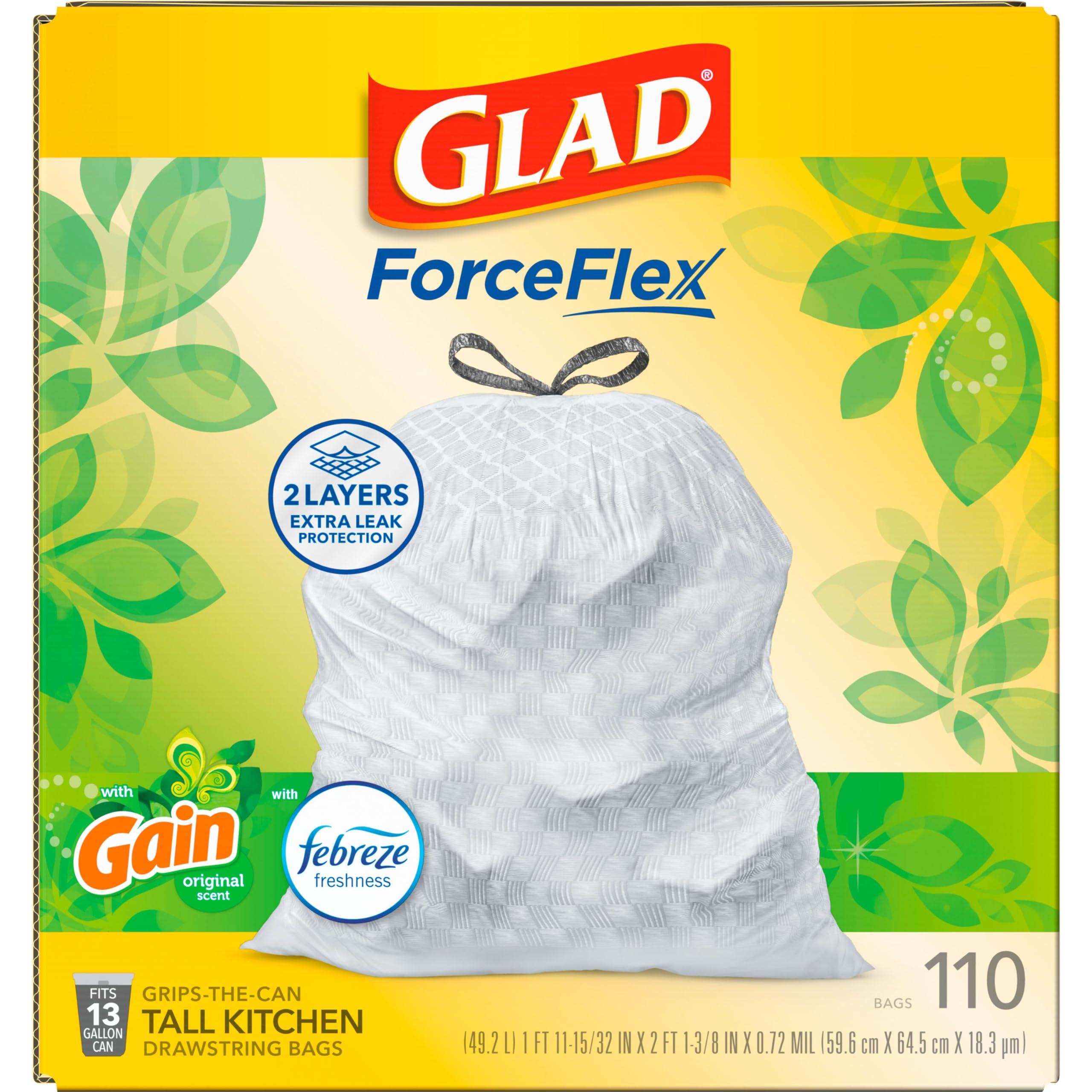 Glad Tall Kitchen Trash Bags 13 Gallon, Gain Original Garbage Bags, Odorshield with Drawstring, 110 Count - Image 9