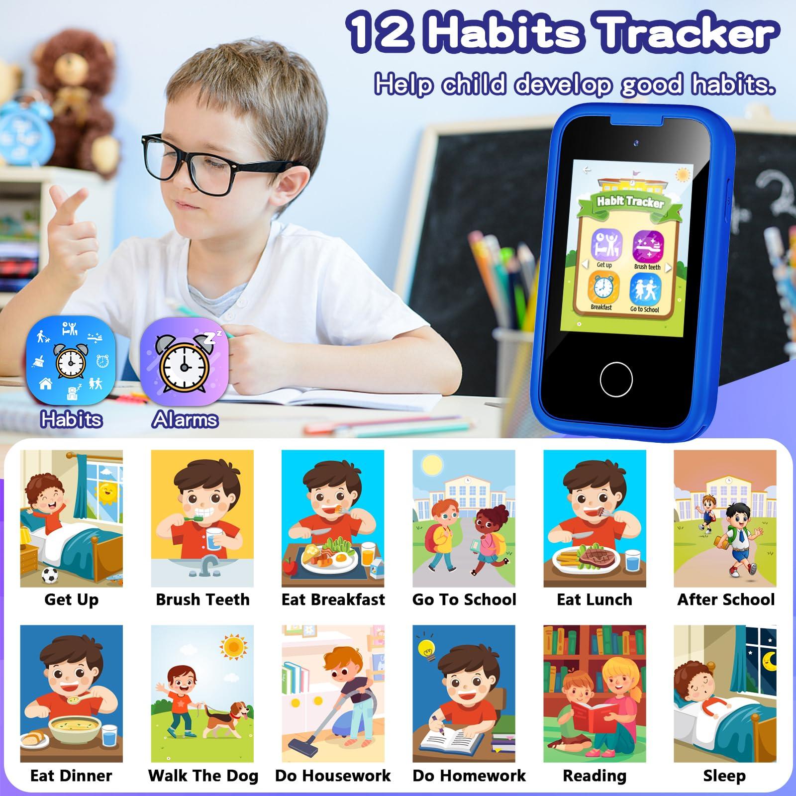 Kids Smart Phone for Boys, Christmas Birthday Gifts for Boy Girl Age 3-10 Kids Toys Cell Phone, 2.8" Touchscreen Toddler Learning Play Toy Phone with Dual Camera, Game, Music Player, 8GB Card Blue - Image 6