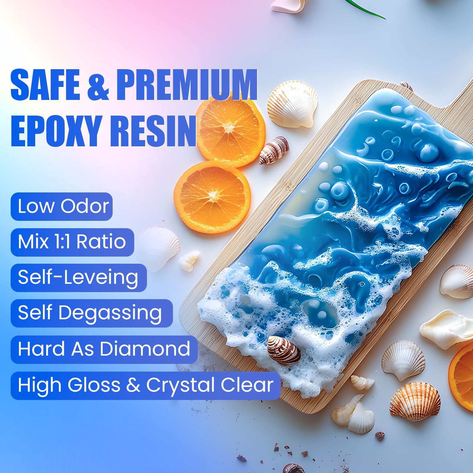 ProKKUV Epoxy Resin Kit, 64OZ Kit Crystal Clear Resin Epoxy, Bubble Free, No Yellowing, UV Resistant, Food Safe with Foil Flakes, Sequin, Easy Mix 1:1 for DIY Crafts Jewelry Making(32OZ x 2) - Image 4