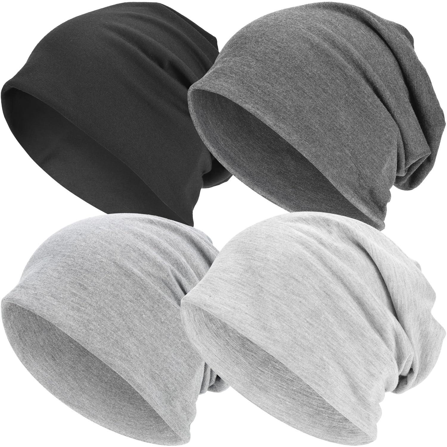 EINSKEY Lightweight Slouchy Beanie for Men Women, Oversize Thin Cotton Skull Cap Chemo Cap Night Sleeping Hat for All Seasons