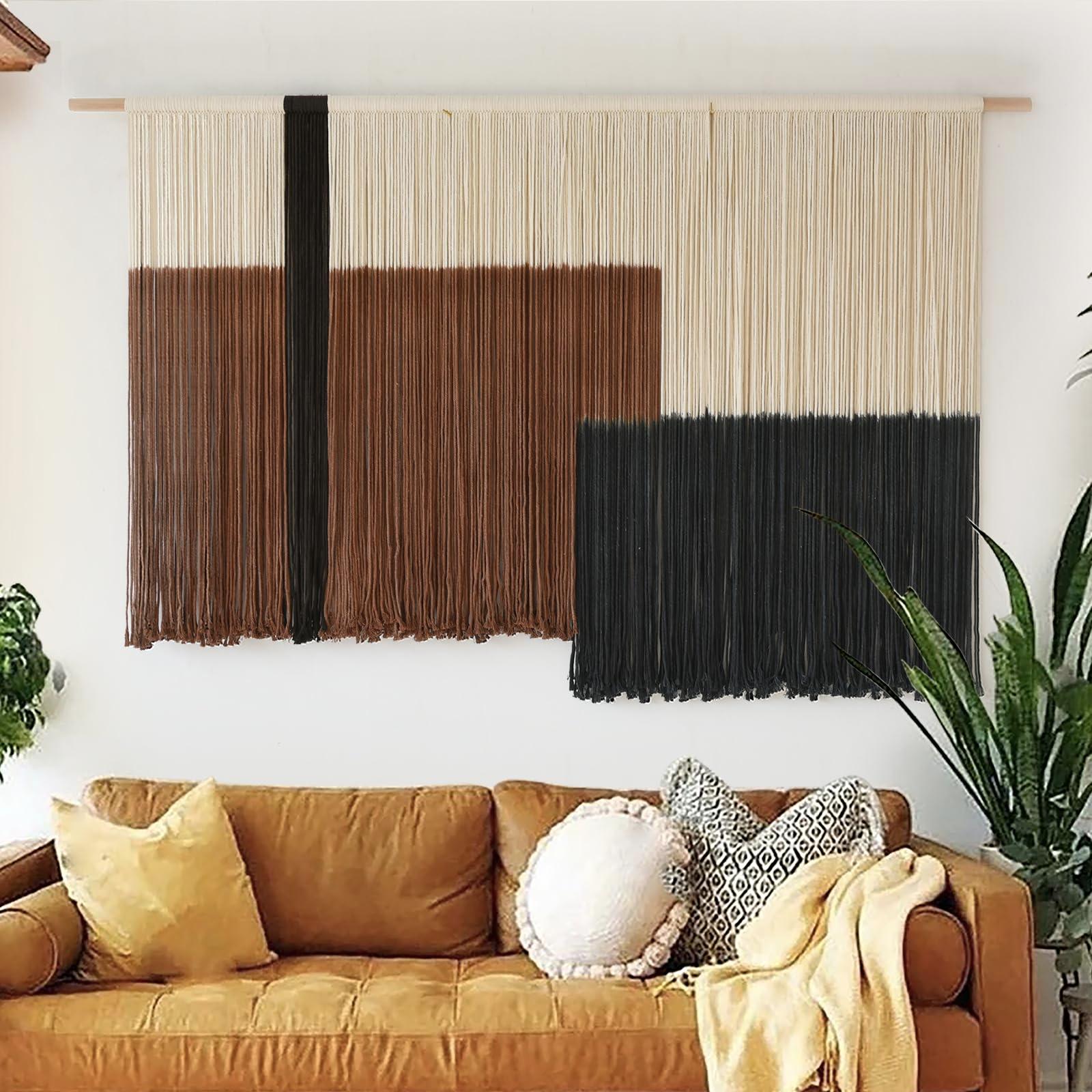 Macrame Wall Hanging Large Dip Dye Tapestry Fiber Wall Art Boho Bedroom Décor 57''W*35''L - Image 2
