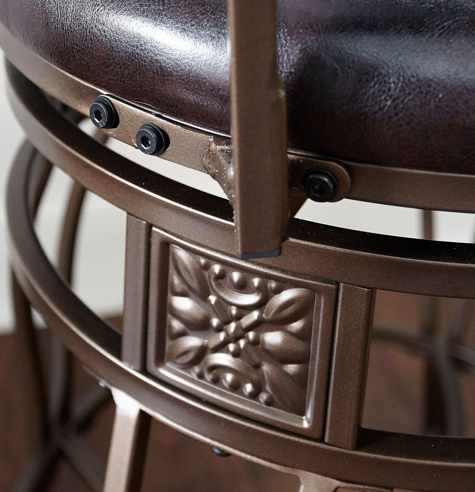 Powell Big and Tall Back Scroll Stool, Counter Height, Dark Bronze/Brown - Image 6