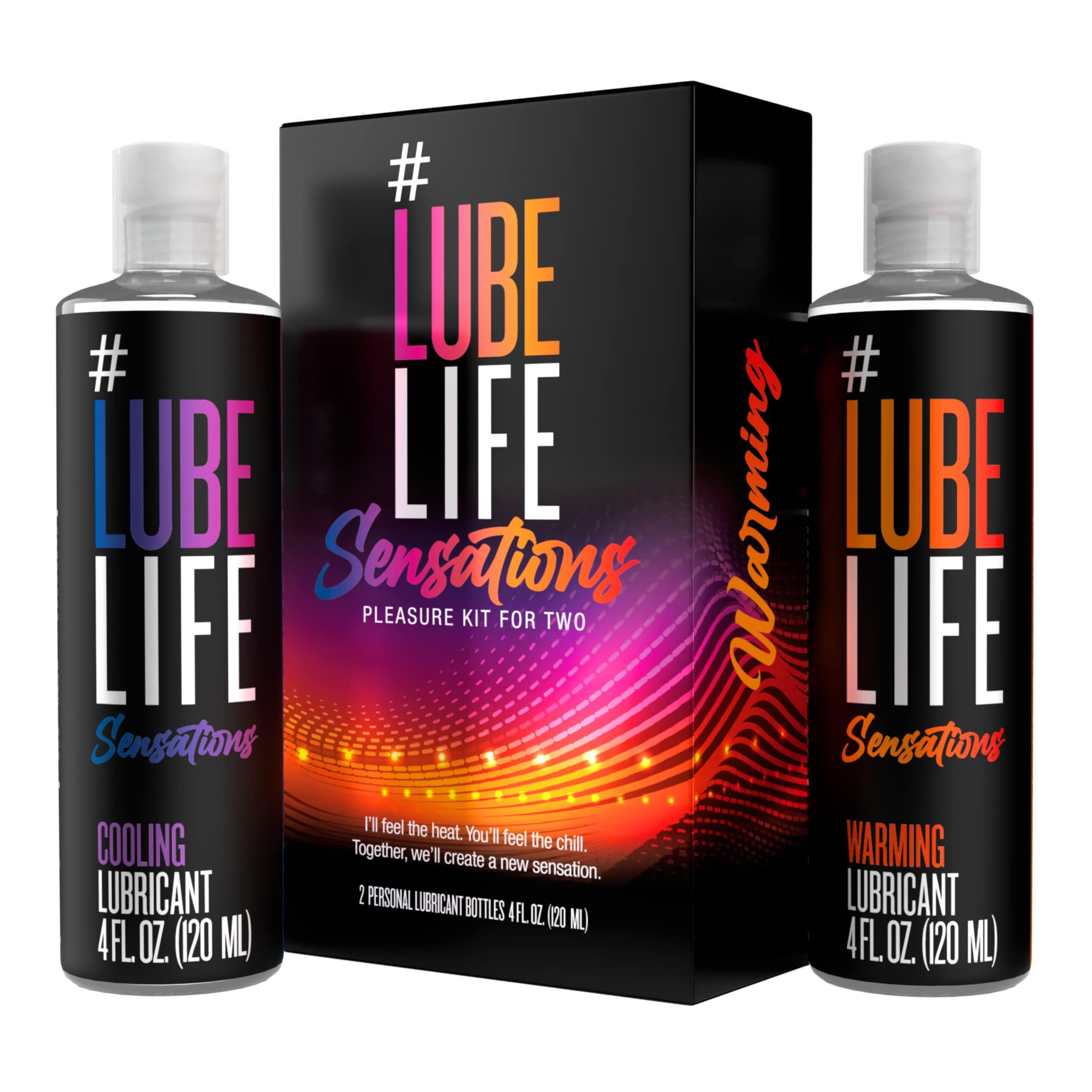 Lube Life Sensations Pleasure Kit Water Based Cooling & Warming Personal Lubricant, for a Tingling and Invigorating Intimate Experience, Lube for Men, Women & Couples, 4Fl Oz (Pack of 2)