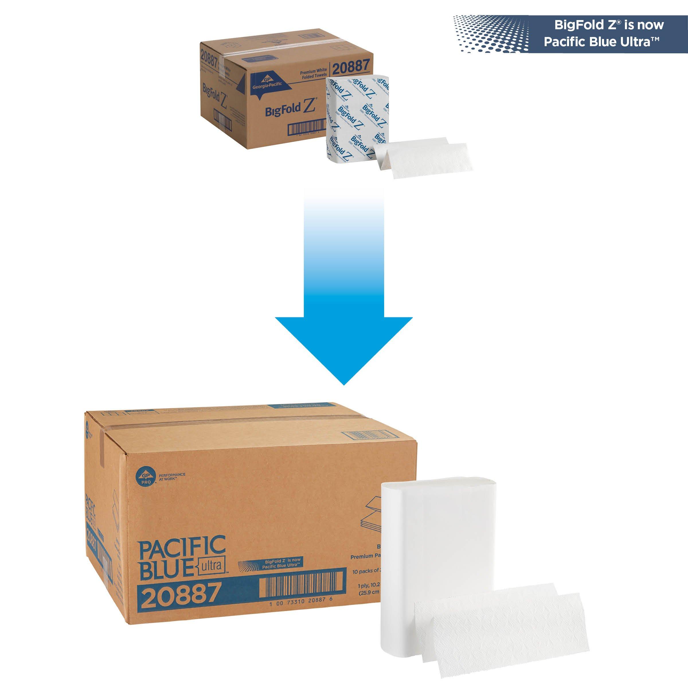 Pacific Blue Ultra Big Z-Fold Paper Towels by GP PRO (Georgia-Pacific), White, 20887, 220 Paper Towels Per Pack, 10 Packs Per Case (2200 Total), 10.20'' x 10.80 - Image 2