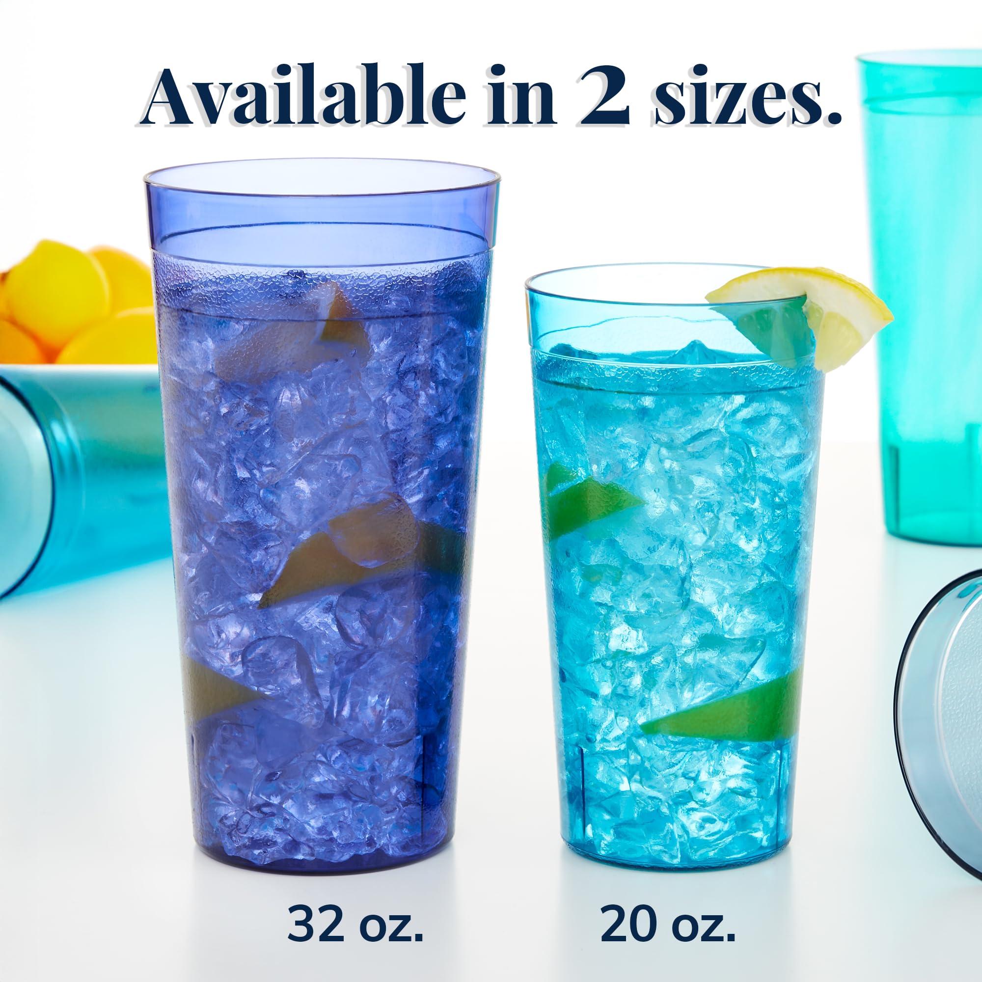 US Acrylic Cafe Plastic Reusable Tumblers (Set of 16) 20-ounce Water Cups Coastal Colors | Restaurant Style Drinking Glasses Value Set, Stackable, BPA-free, Made in the USA | Top-rack Dishwasher Safe - Image 4
