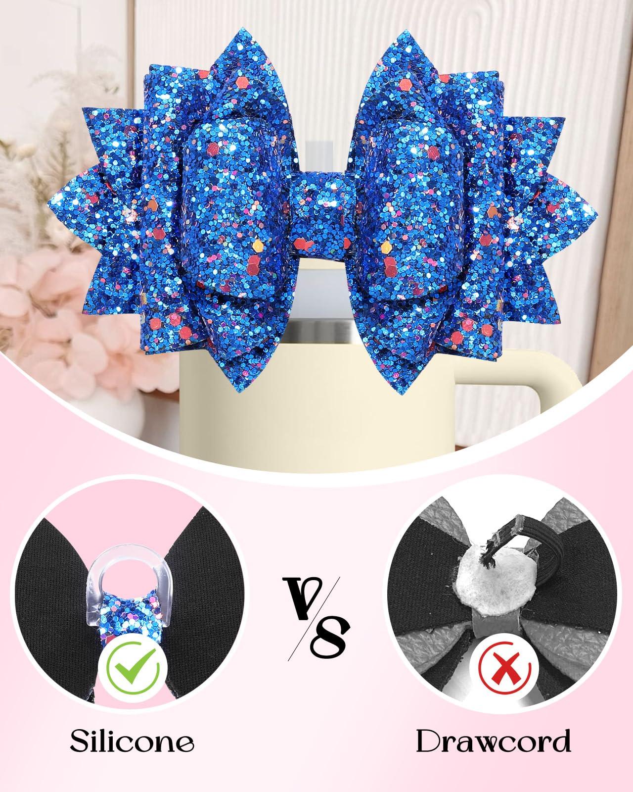 Toykee Bow Straw Topper with Cup Bootfor Stanley 40 30 oz - Bling Bow and Diamond Cover Caps with Bottom Protector 3 PCS Sets for Tumbler Accessories - Image 3