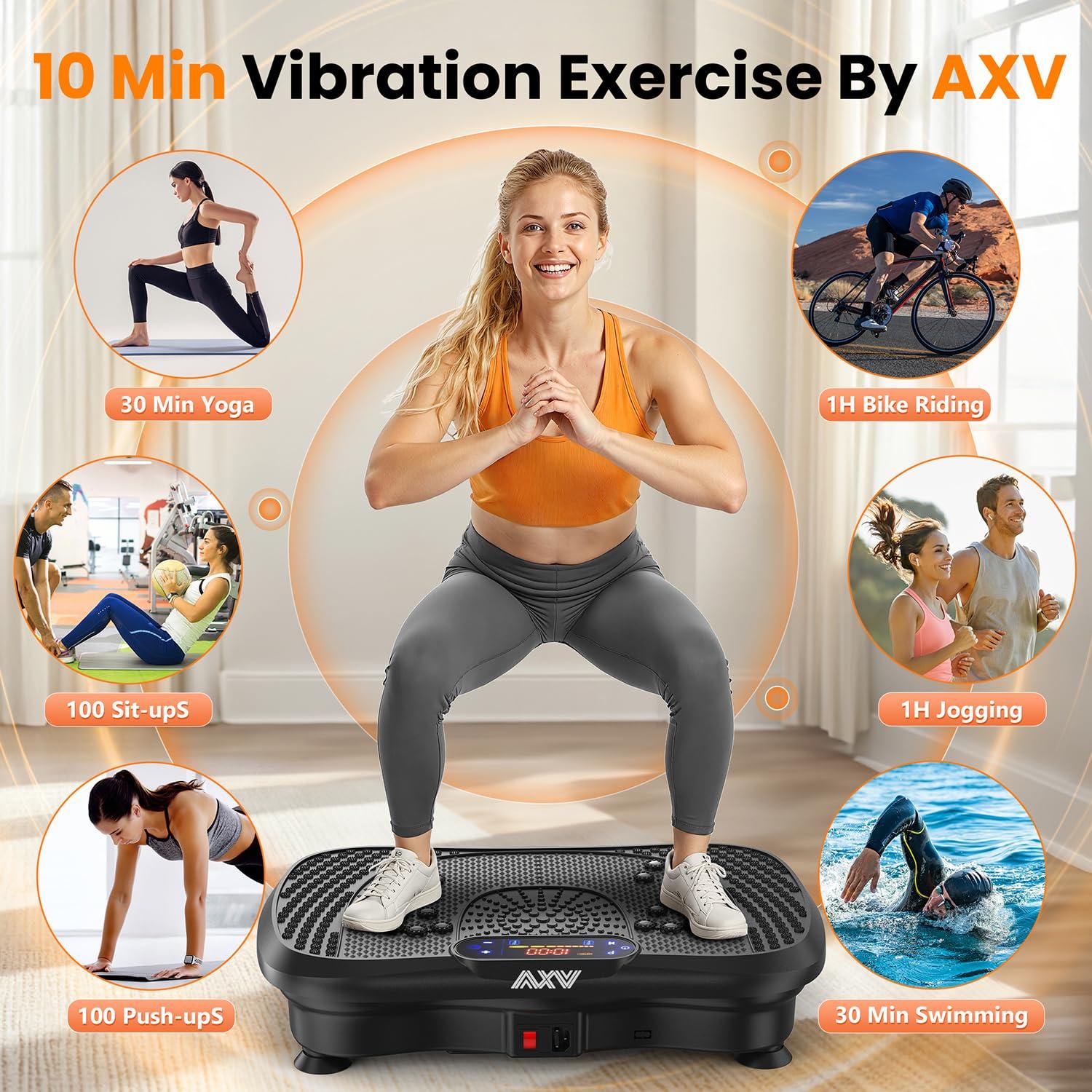 AXV Vibration Plate Fitness Platform Exercise Machine Vibrating Lymphatic Drainage Shaking Full Body Shaker Workout Vibrate Stand Shake Board Sport Gym for Weight Loss Fat Burner for Women Men - Image 2