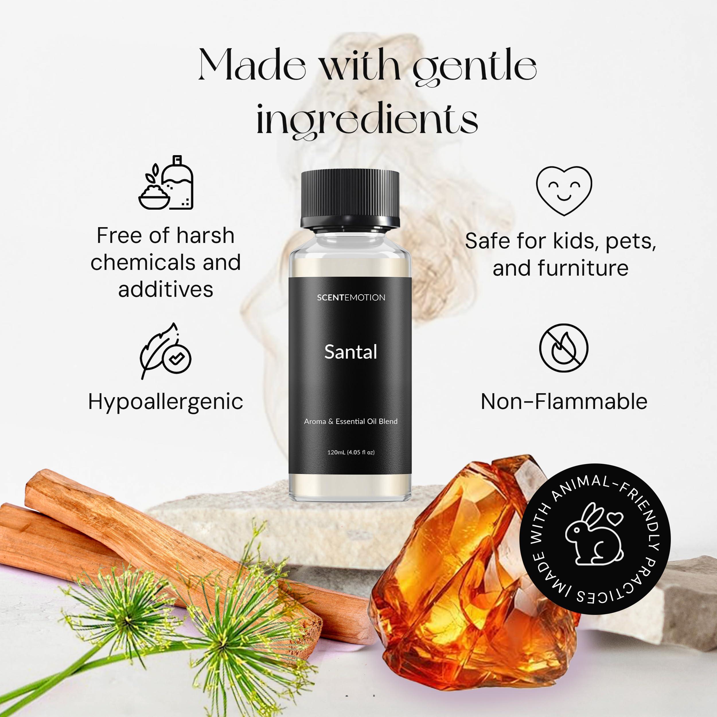 Santal Essential Oils for Diffuser | Aromatherapy Fragrance Oil with Notes of Sandalwood, Musk, & Papyrus | Luxury Scent Oil | 4.05 fl oz, 120ml - Image 3