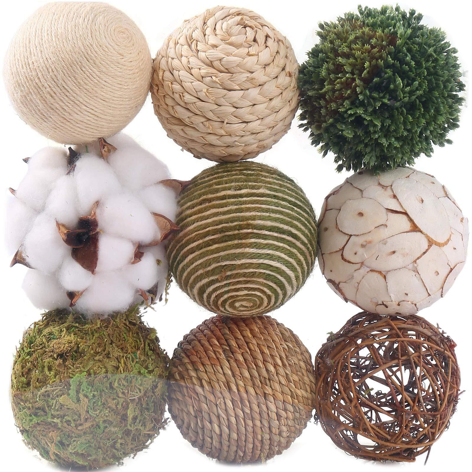 CIR OASES 9pcs 3.5Inch Fall Decorative Ball Orb Rattan Ball Rattan Woven Orbs Spherical Bowl and Vase Filler for Home Party Wedding Display Decor Props … - Image 2