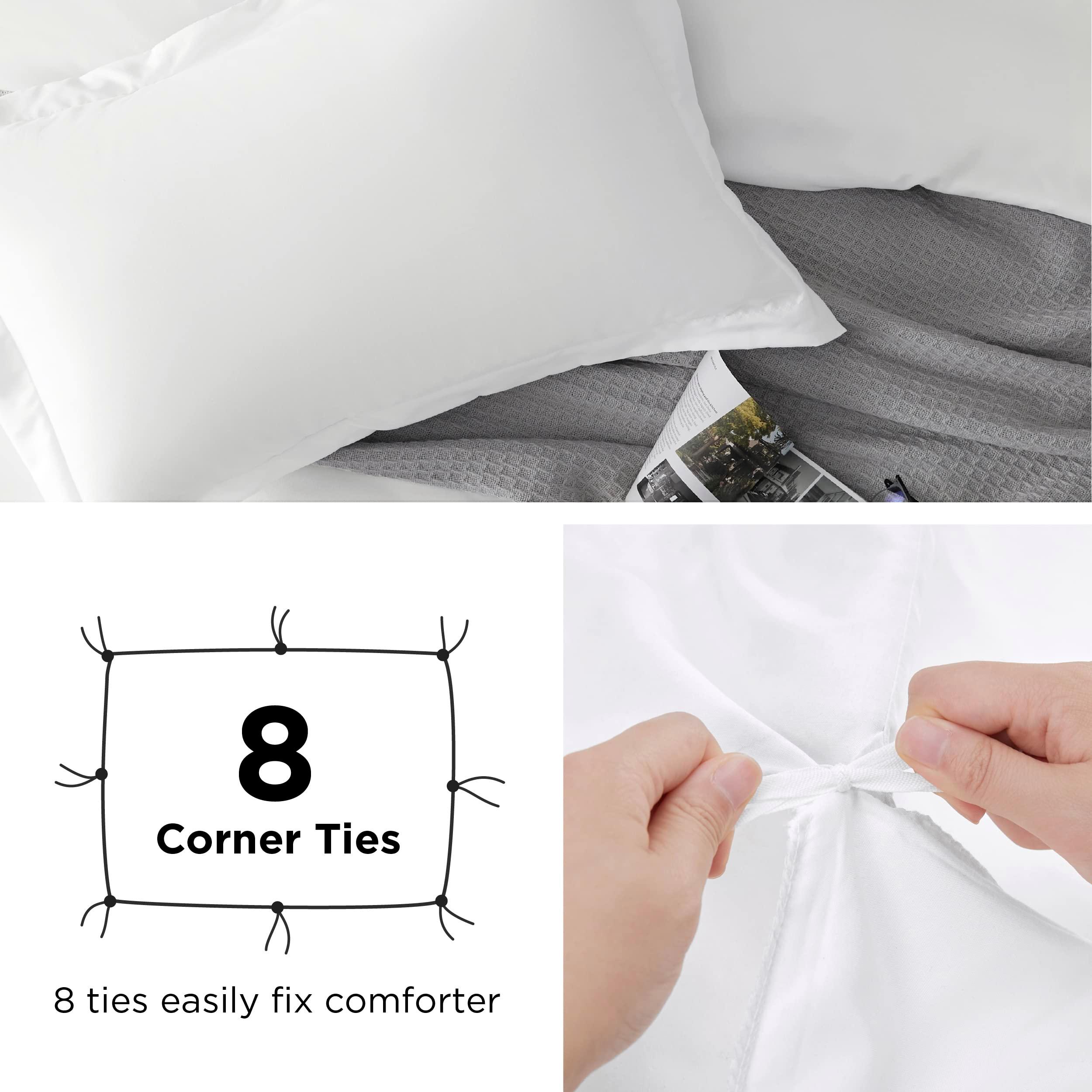 Bedsure White Duvet Cover Queen Size - Soft Double Brushed Bedding Set for Kids & Adults, Zipper Closure, 3 Pieces, Includes 1 Duvet Cover (90"x90") & 2 Pillow Shams, NO Comforter - Image 7
