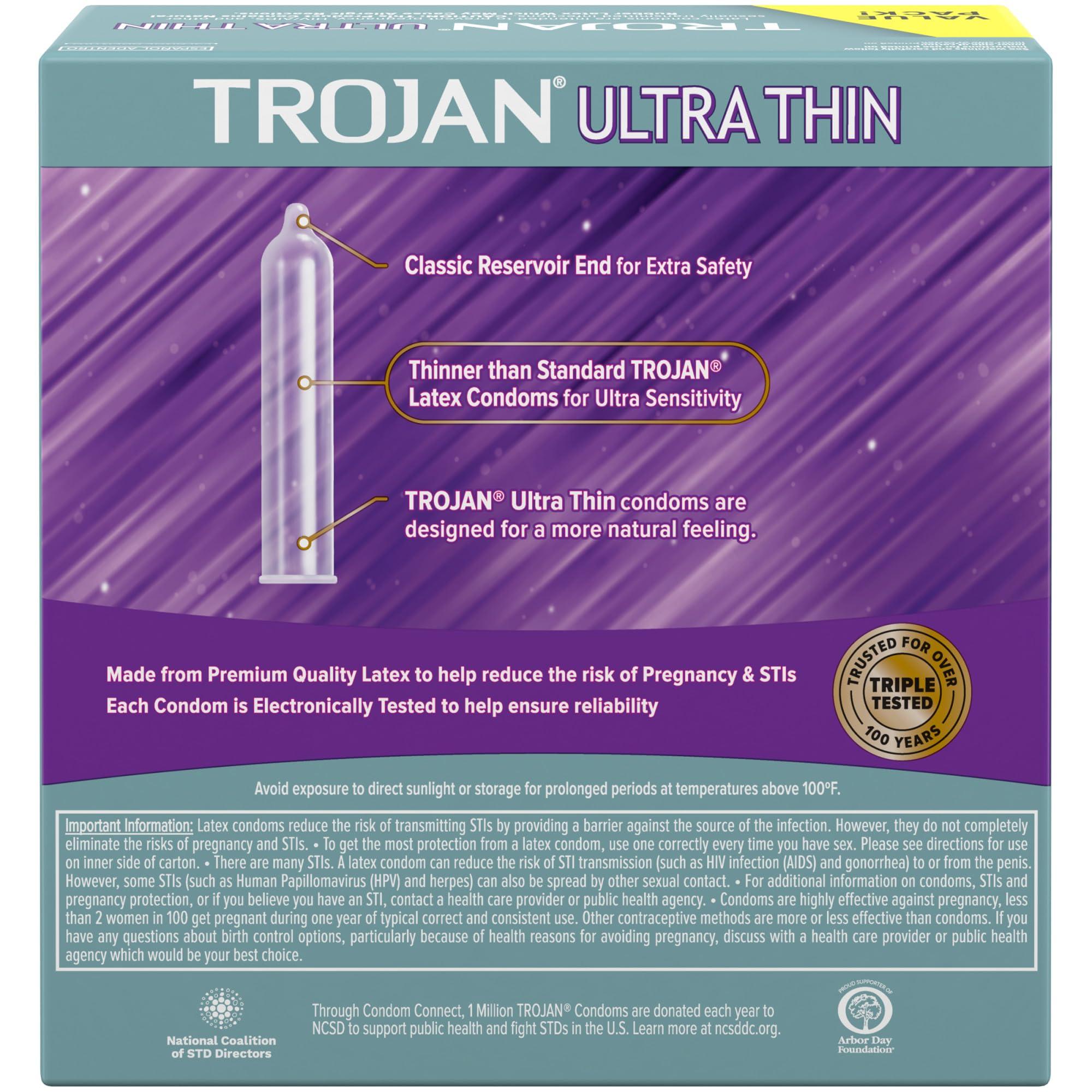 TROJAN Ultra Thin Condoms For Ultra Sensitivity, Lubricated Condoms for Men, America’s Number One Condom, 36 Count Value Pack - Image 2