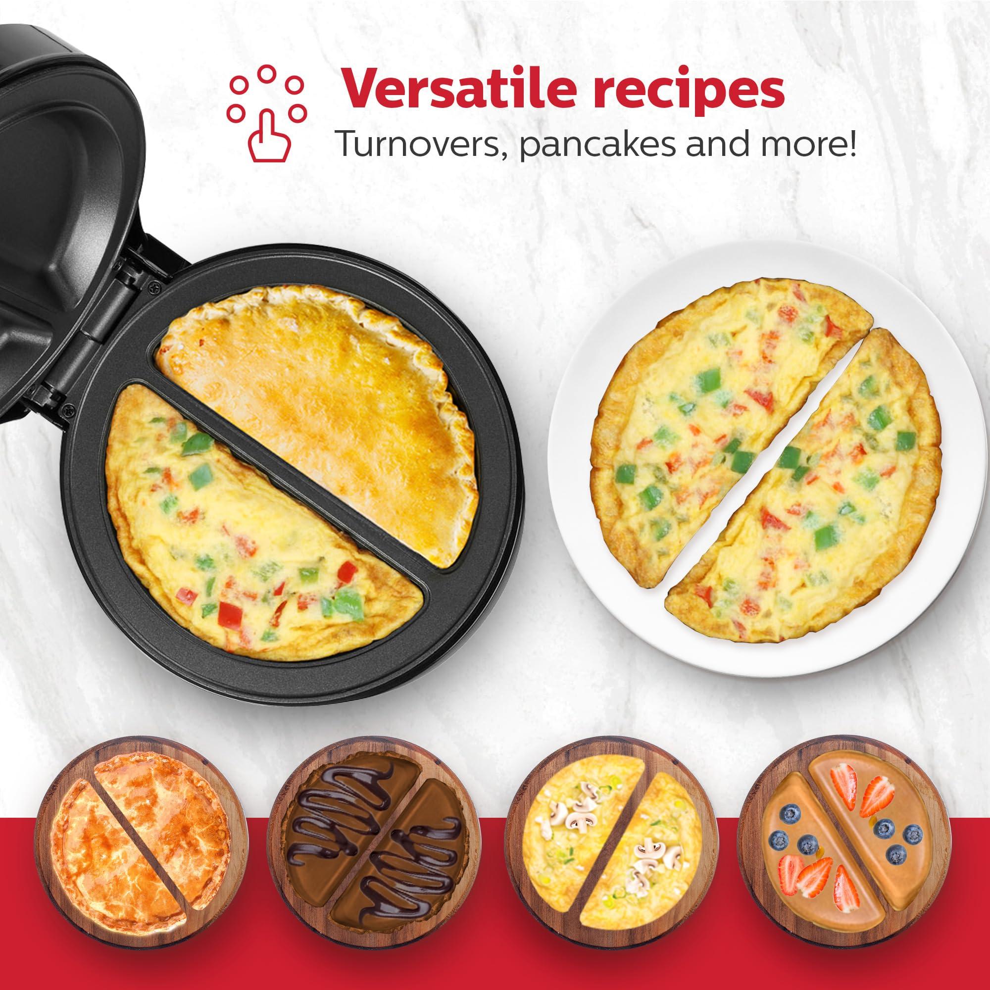 Holstein Housewares - Non-Stick Omelet & Frittata Maker, Stainless Steel - Makes 2 Individual Portions Quick & Easy (2 Section, Black) - Image 6