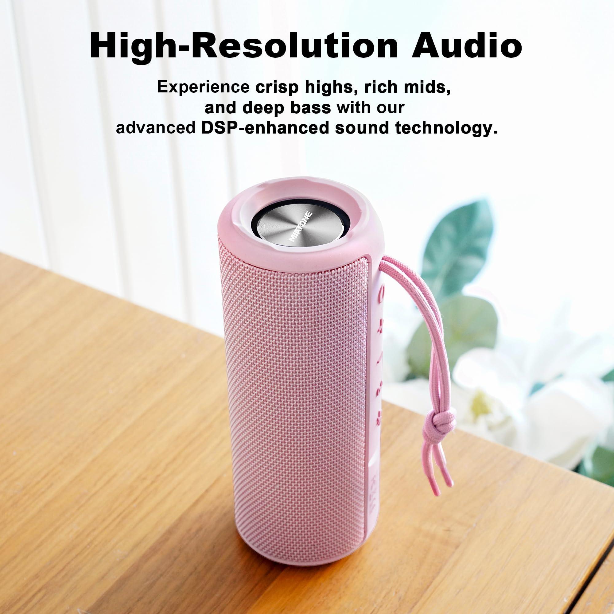 MIATONE Boombox Outdoor Portable Bluetooth Speaker Waterproof Wireless Speakers Gifts for Women Mothers Mom Wife Her - Pink - Image 2