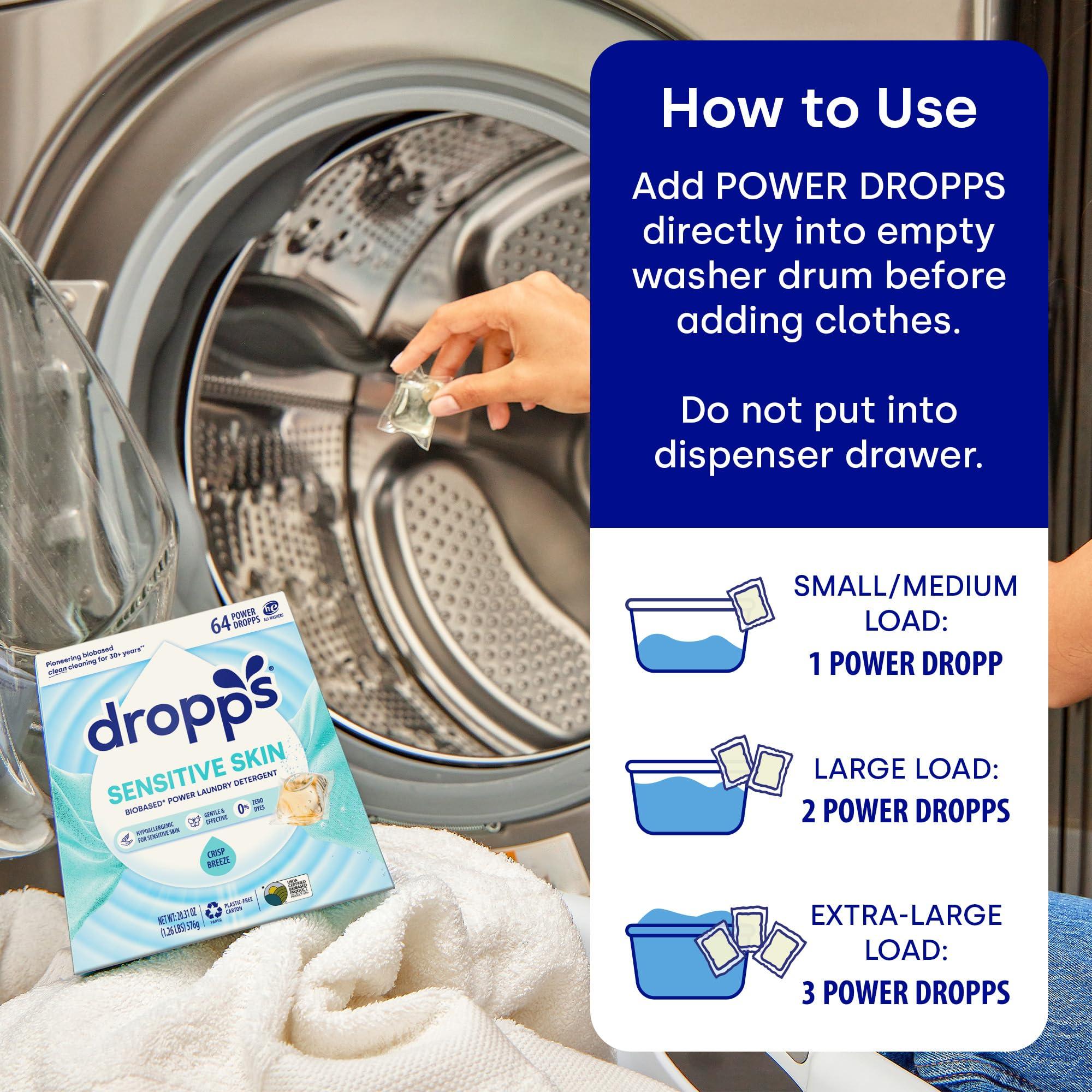 Dropps Sensitive Skin Laundry Detergent Pods, Crisp Breeze (160 Count) - Dermatologist Tested Laundry Pods - HE Compatible Laundry Supplies for Clean Clothes, Vegan & Dye-Free - Image 5