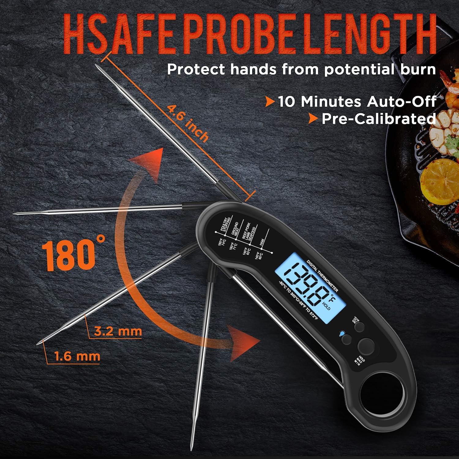 Meat Thermometer Digital, Instant Read Meat ThermometerI for Grill and Cooking, Waterproof Food Thermometer for Kitchen and Outside, BBQ, Turkey, Candy, Liquids, Beef - Image 3