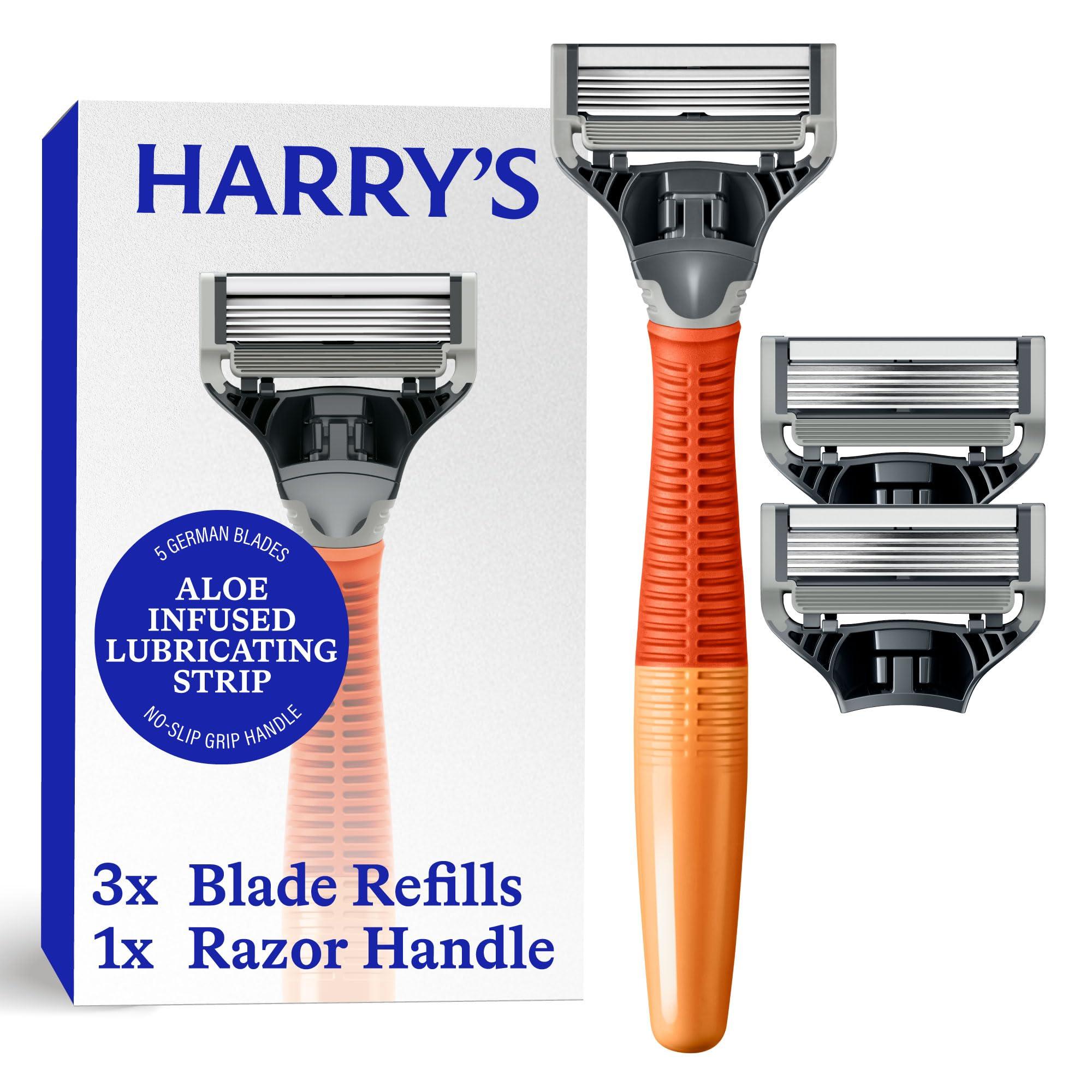 Harry's Shaving Kit for Men - Razor Handle and 3 Razor Blade Refill Cartridges - Ember