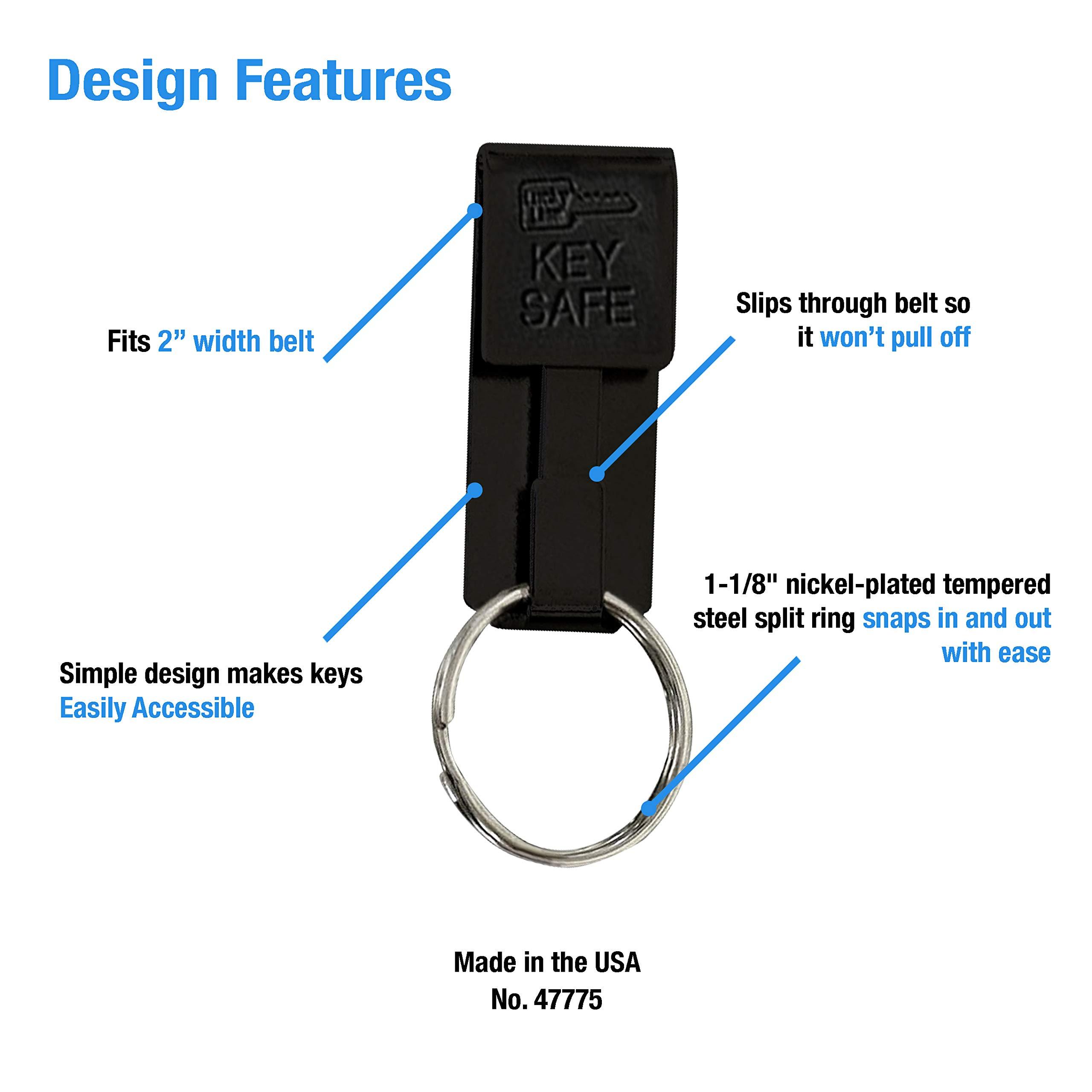 Lucky Line Key Safe Belt Key Ring Holder Slip On, Black Powder Coat, 1/Pk (47701) - Image 3