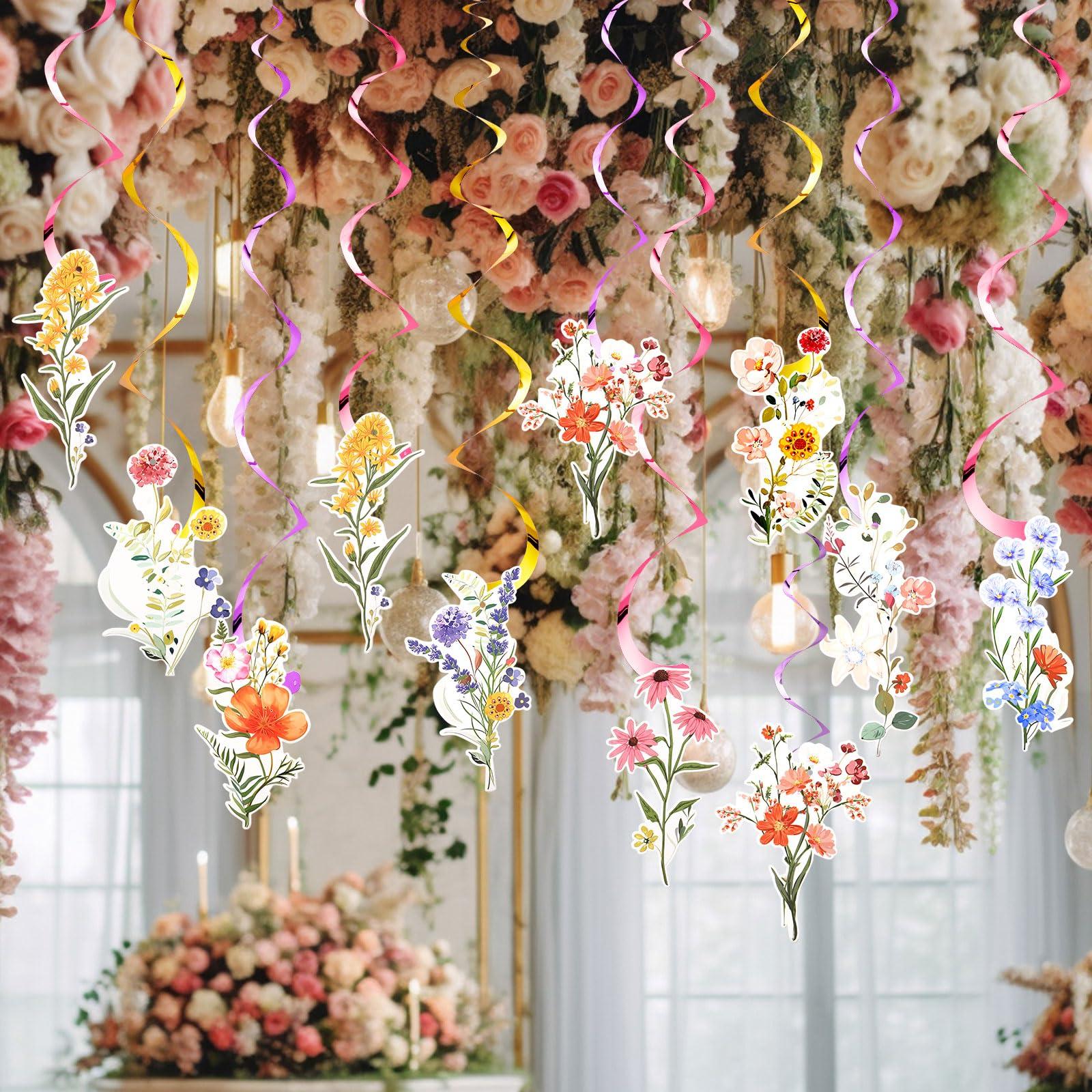 Trandraft 36 Pcs Wildflower Hanging Swirl Decorations Birthday Party Banners Baby Shower Party Decorations Hanging Streams Swirls for Baby Shower Gender Reveal Bridal Home Classroom Themed Supplies - Image 3