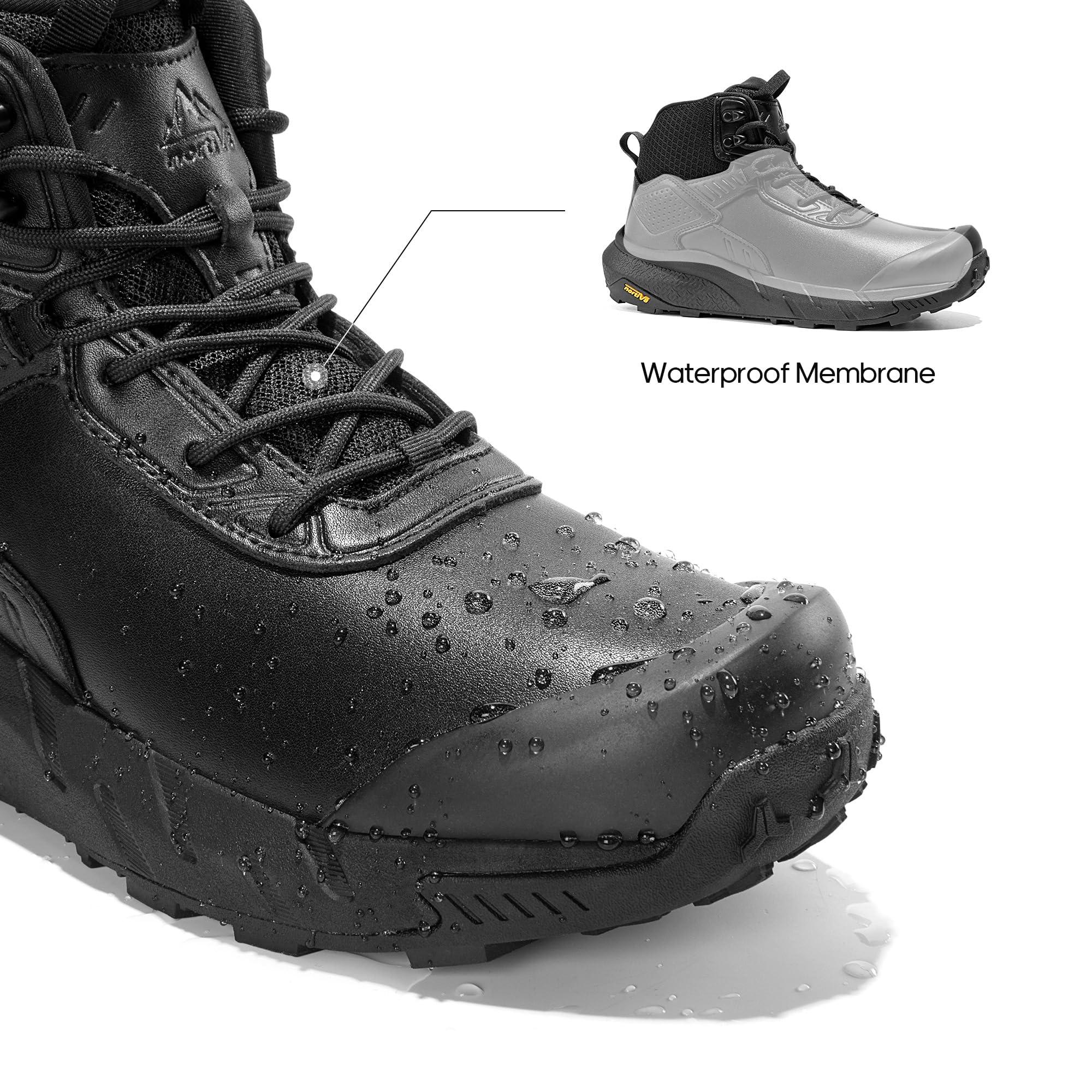 NORTIV 8 Men's Waterproof Military Tactical Work Boots Leather Motorcycle Combat Boots Lightweight Non-Slip Hiking Boots for Men Defender - Image 3