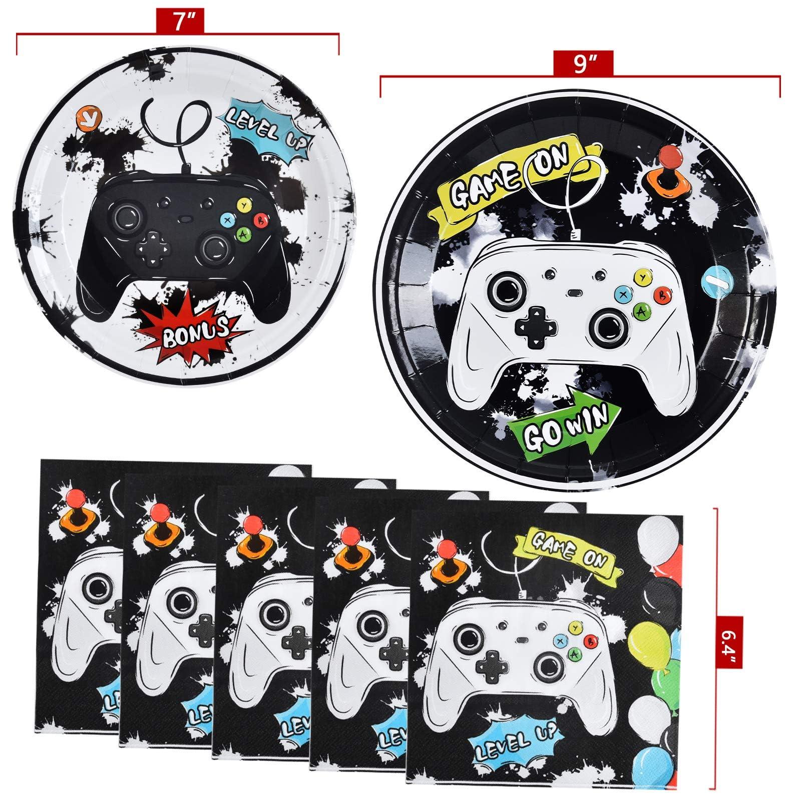 WERNNSAI Video Game Party Supplies - 48 PCS Watercolor Gaming Party Plates and Napkins Disposable Game Lovers Paper Plates Napkins for Boys Gamer Birthday Dinner Dessert Decorations Serves 16 Guests - Image 3