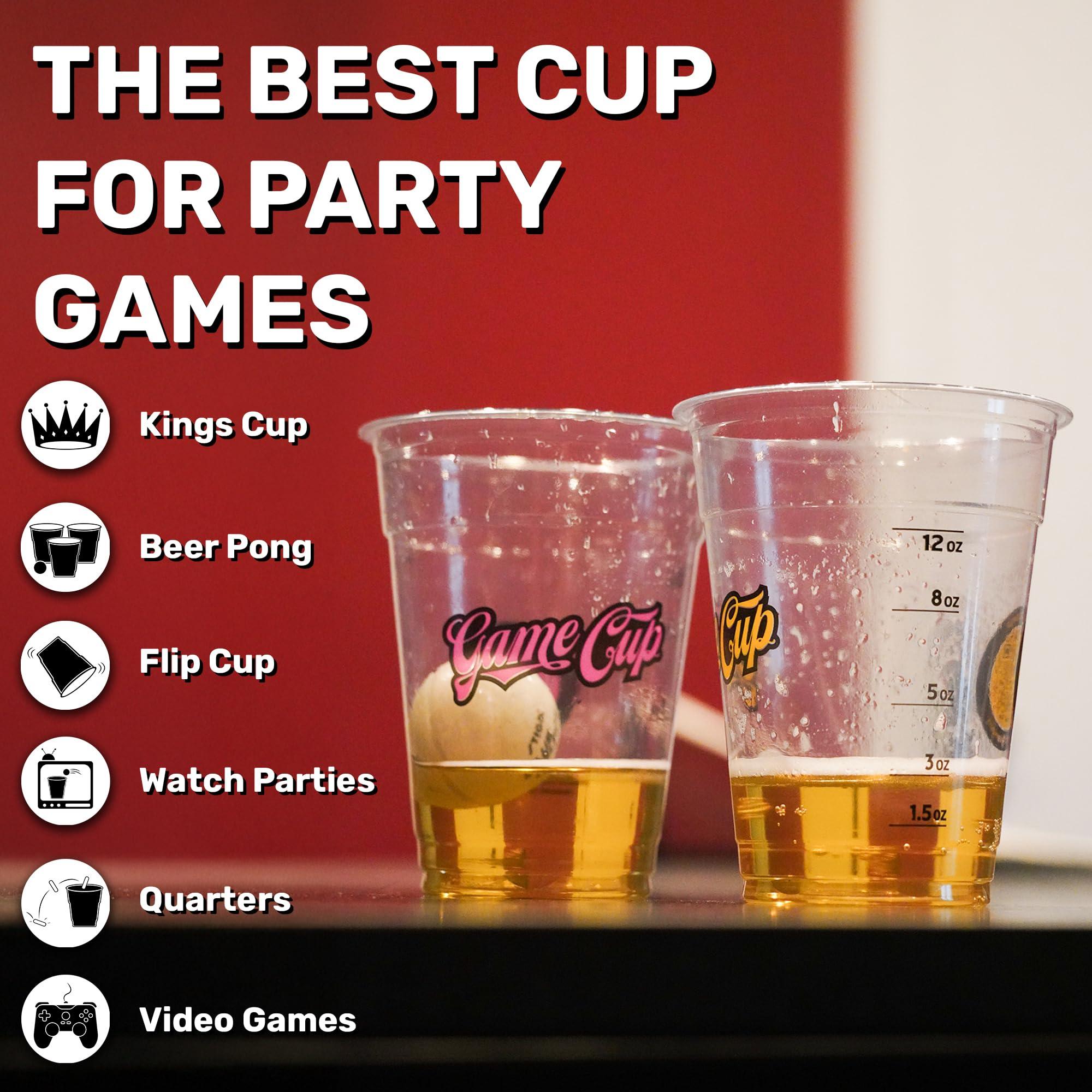 Game Cup 16oz Clear Plastic Cups (50 Pack) Made in the USA from Recycled PET Plastic | 100% Recyclable Clear Disposable Plastic Cups for Party, Tailgating, Game Day & More - Black & Gold - Image 7