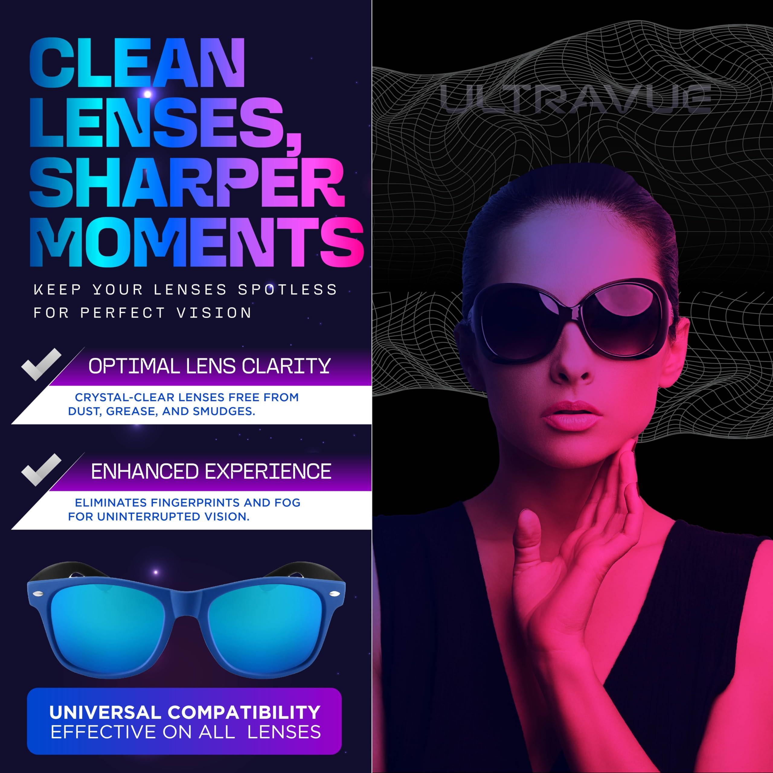 ULTRAVUE Eyeglass Gel Lens Cleaner Spray Kit - 2 x 8oz and 1 x 2oz Gel Eyeglasses Cleaner Spray Bottle + 2 Microfiber Cloth for Cleaning - Safe for All Lenses (AR Coated Included) - Image 3