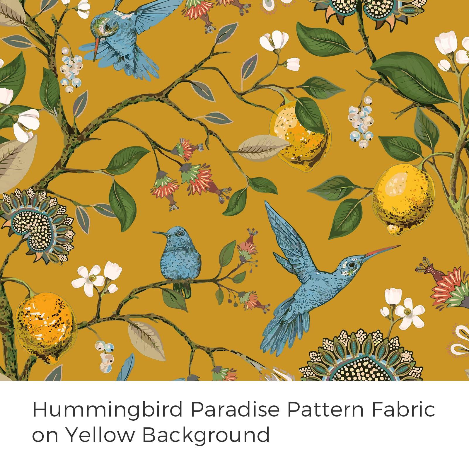 Topfinel Mustard Yellow Vintage Curtains & Drapes 84 Inches Long, Grommet Luxury Whimsical Floral Lemon Hummingbird Patterned Waverly Mid Century Colorful Blackout Drapes for Living Room Bedroom - Image 4