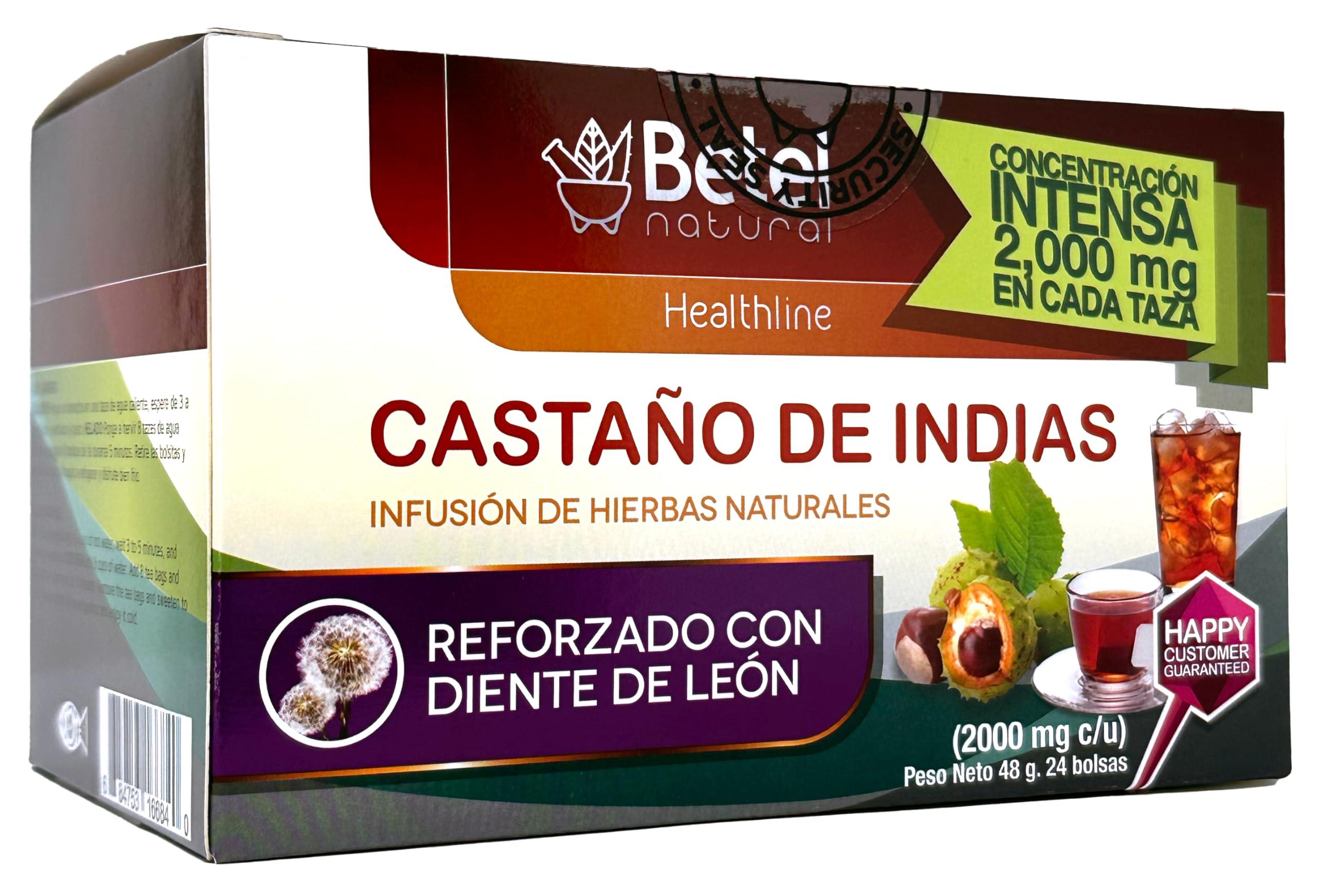 Premium Castanos de Indias (Horse Chestnut) Tea Reinforced with Dandelion by Betel Natural - Promotes Healthy Circulation - 24 Tea Bags