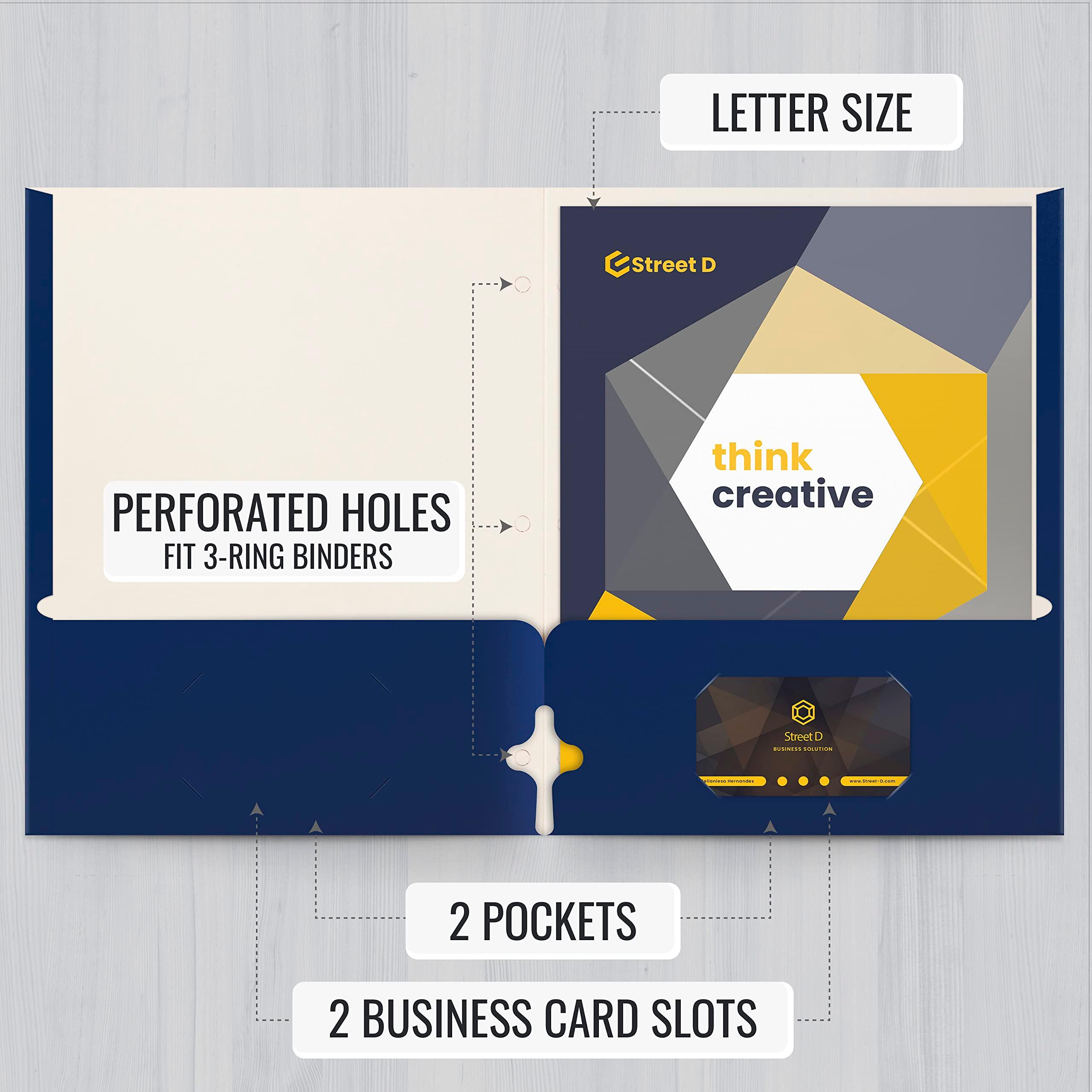 Better Office Products Two Pocket Portfolio Folders, 50-Pack, Blue, Letter Size Paper Folders, 50 Pieces, Blue - Image 2