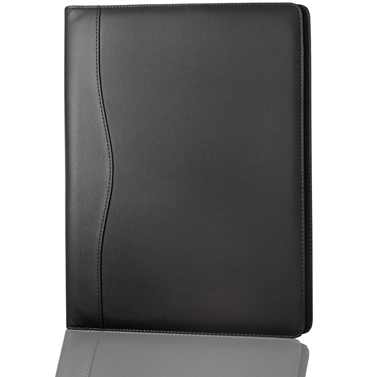 Portfolio Folder Padfolio with A4 Clipboard, PU Leather Portfolio Clipboard Business Binder Writing Clip Board Organizer for Legal Documents Business Card Men Women Black - Image 7