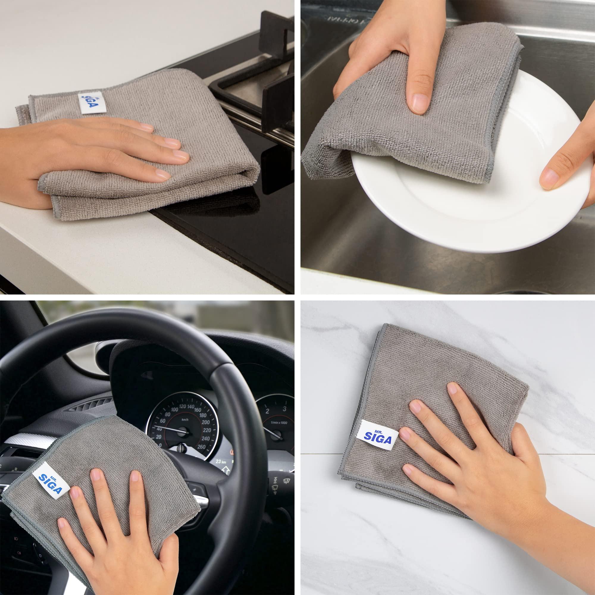 MR.SIGA Microfiber Cleaning Cloth, All-Purpose Microfiber Towels, Streak Free Cleaning Rags, Pack of 12, Grey, Size 32 x 32 cm(12.6 x 12.6 inch) - Image 7