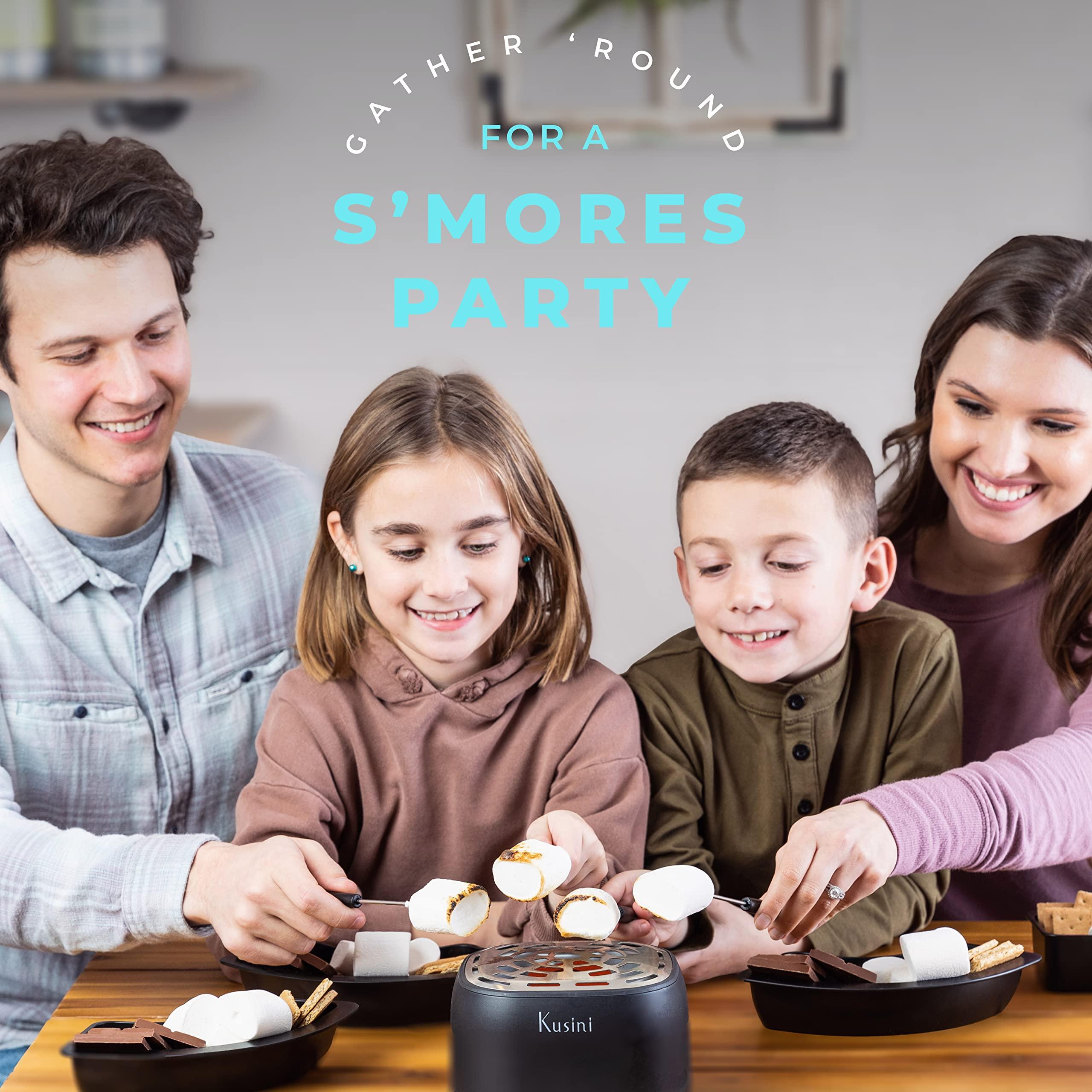 Kusini Smores Maker Tabletop Indoor - Flameless Electric Marshmallow Roaster – 4 Detachable Trays & 4 Roasting Forks – Gift Set & Date Night Idea. Movie Night Supplies & Housewarming Gift - Image 2