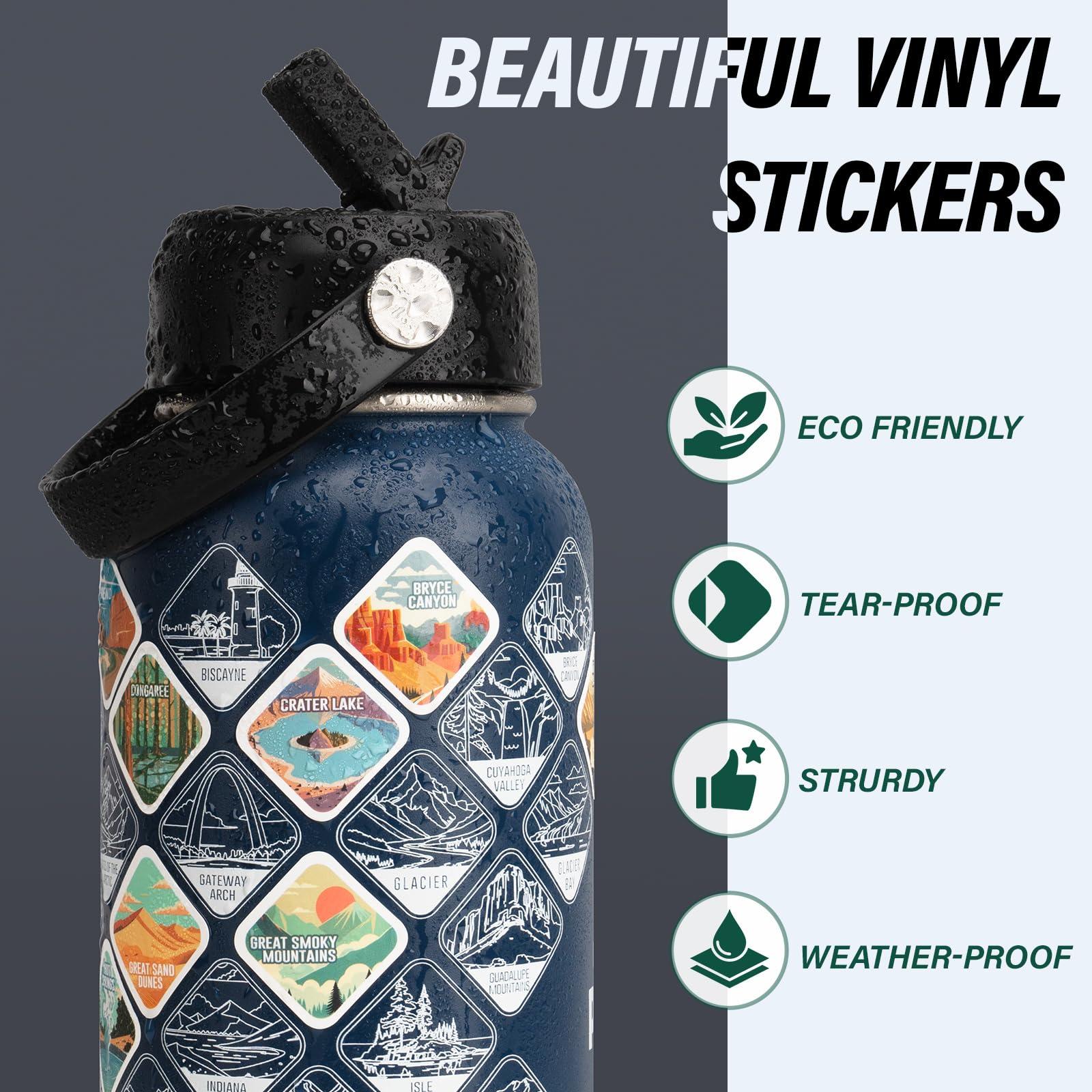 DYSANKY National Parks Water Bottle – 32 oz Insulated Stainless Steel Water Jug with 63 Hand-Drawn Park Stickers, Outdoor Accessories & Gift Box – BPA-Free – Ideal for Hiking, Camping & Travel - Image 5