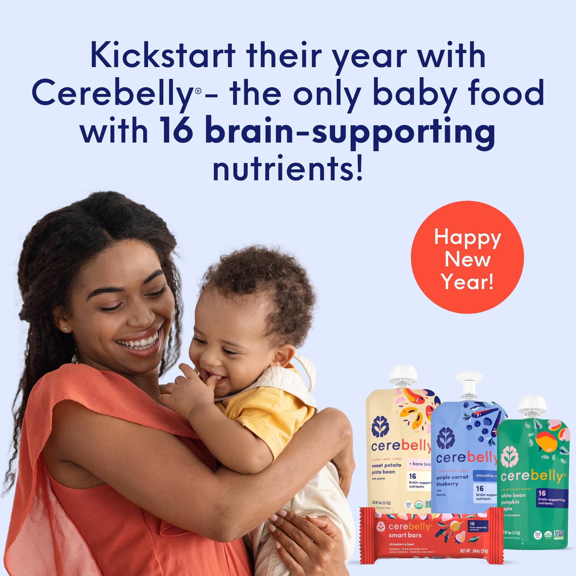Cerebelly Organic Baby Food Pouches Variety Pack – Organic Veggie Purees for Toddlers | No Added Sugar, Fiber, Non-GMO | Blended Toddler Pouches | 4 Ounce BPA-Free Pouch | 4 Flavors | 8 Count - Image 2