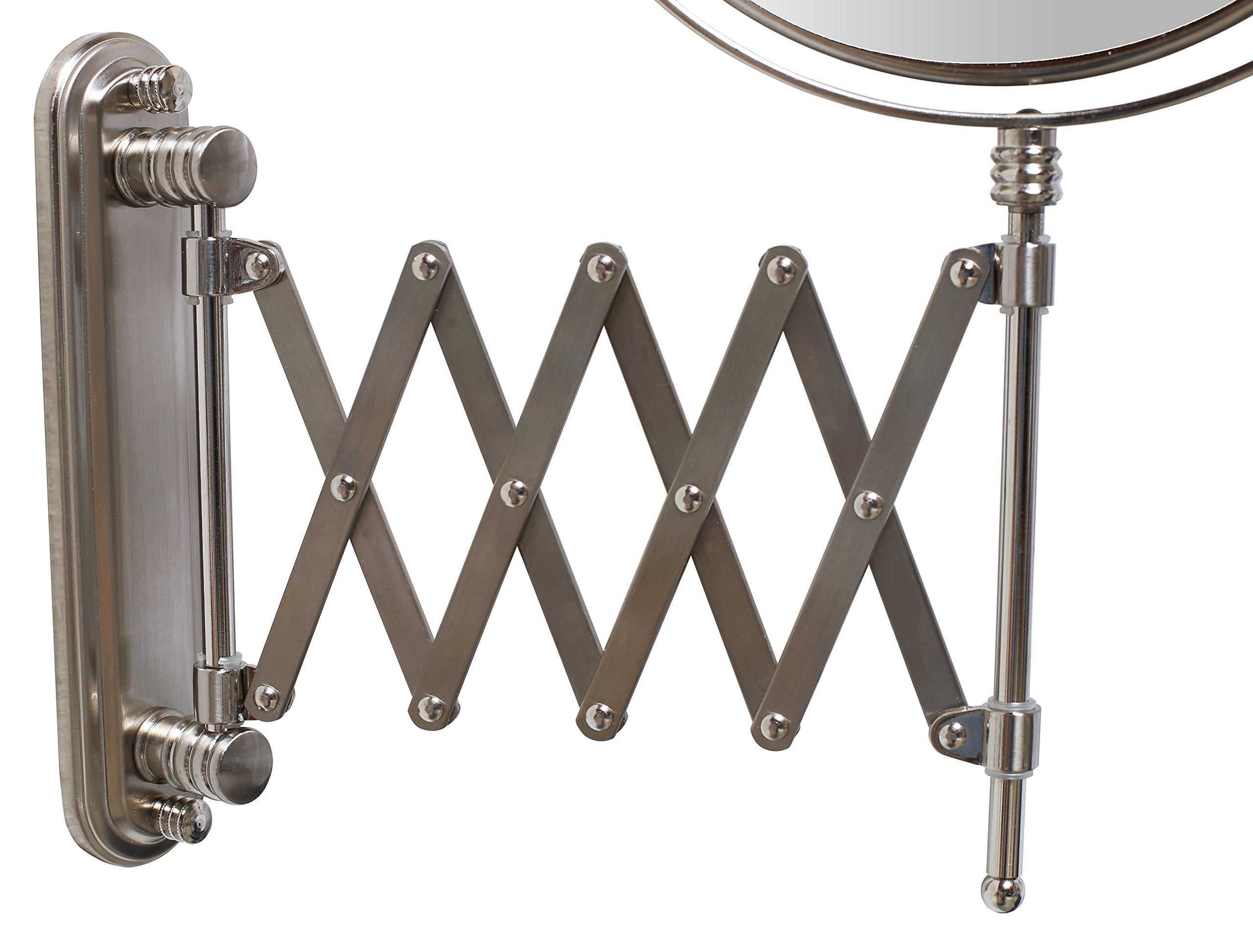 Deco Brothers Wall Mount Extendable Mirror, 8 Inch Double Sided with 7X Magnification, Nickel - Image 3
