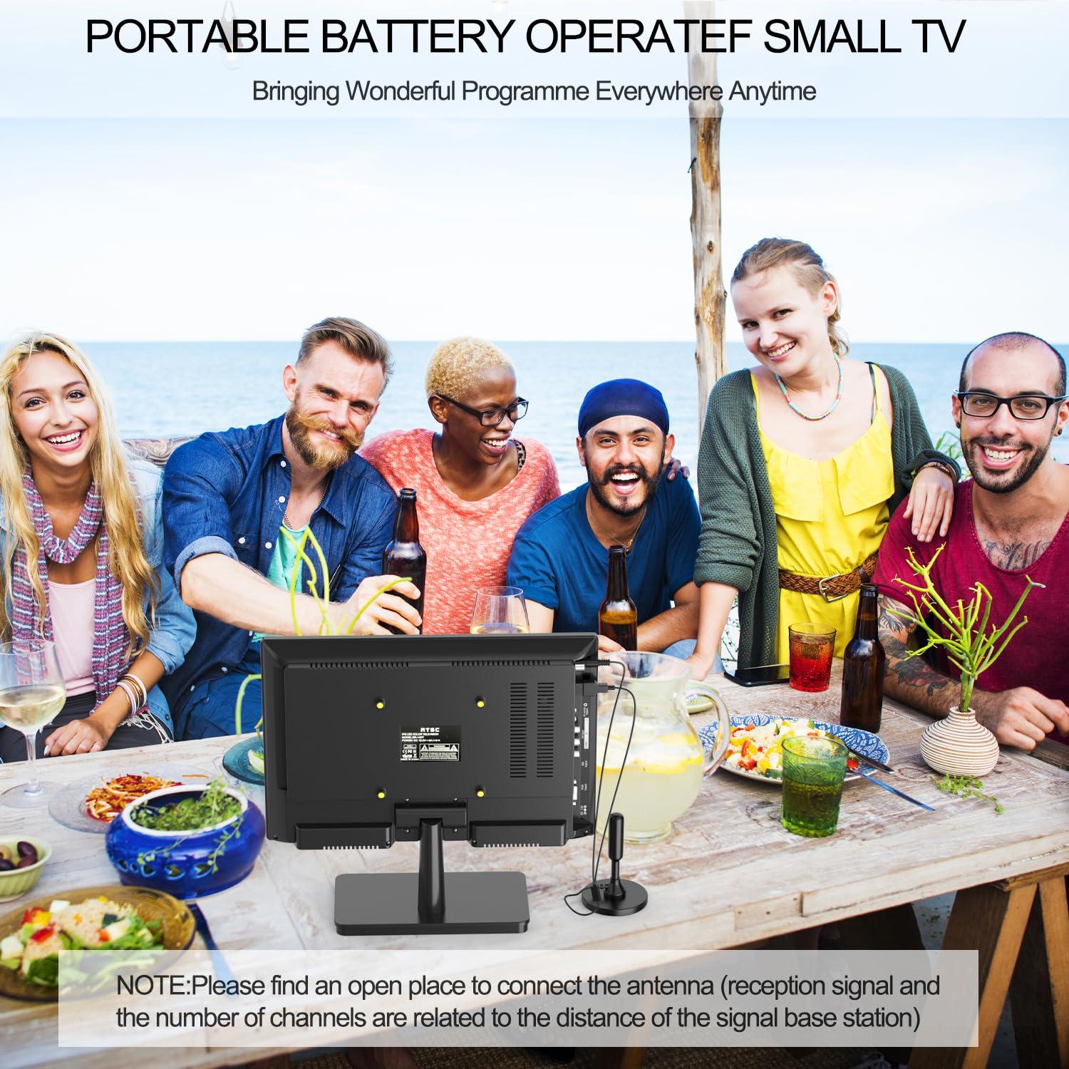 Feihe 14 inch Flat Screen Kitchen TV, RV, Camping, Outdoor, Small, ATSC Tuner, USB, HDMI, AV, VGA, Built-in TV Stand, Remote Control, for Bedroom, Office - Image 8