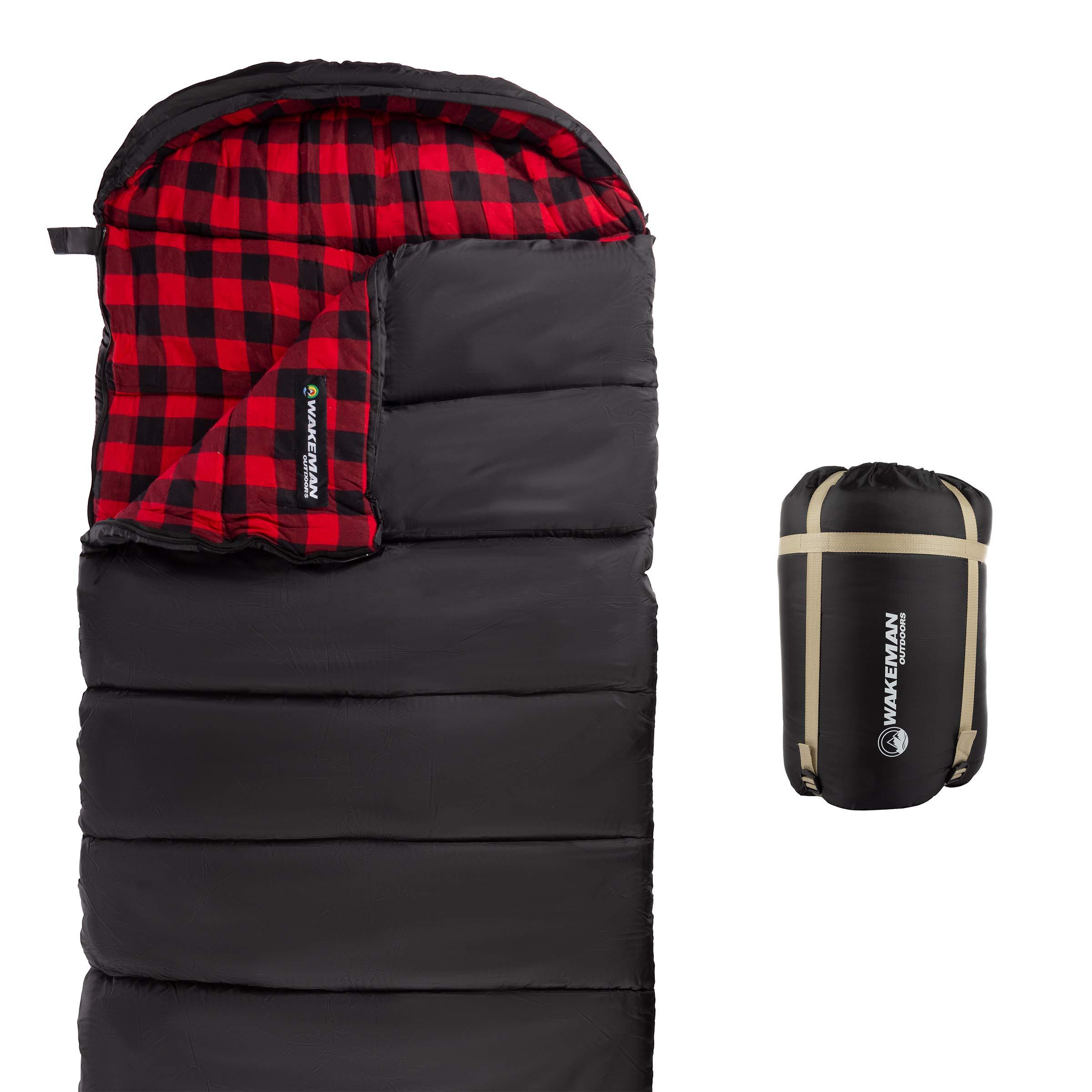 Sleeping Bag - Lightweight Envelope-Style 32F Rated Outdoor Sleeping Bag with Hood and Carry Case for Backpacking, Camping and Hiking by Wakeman (Navy)