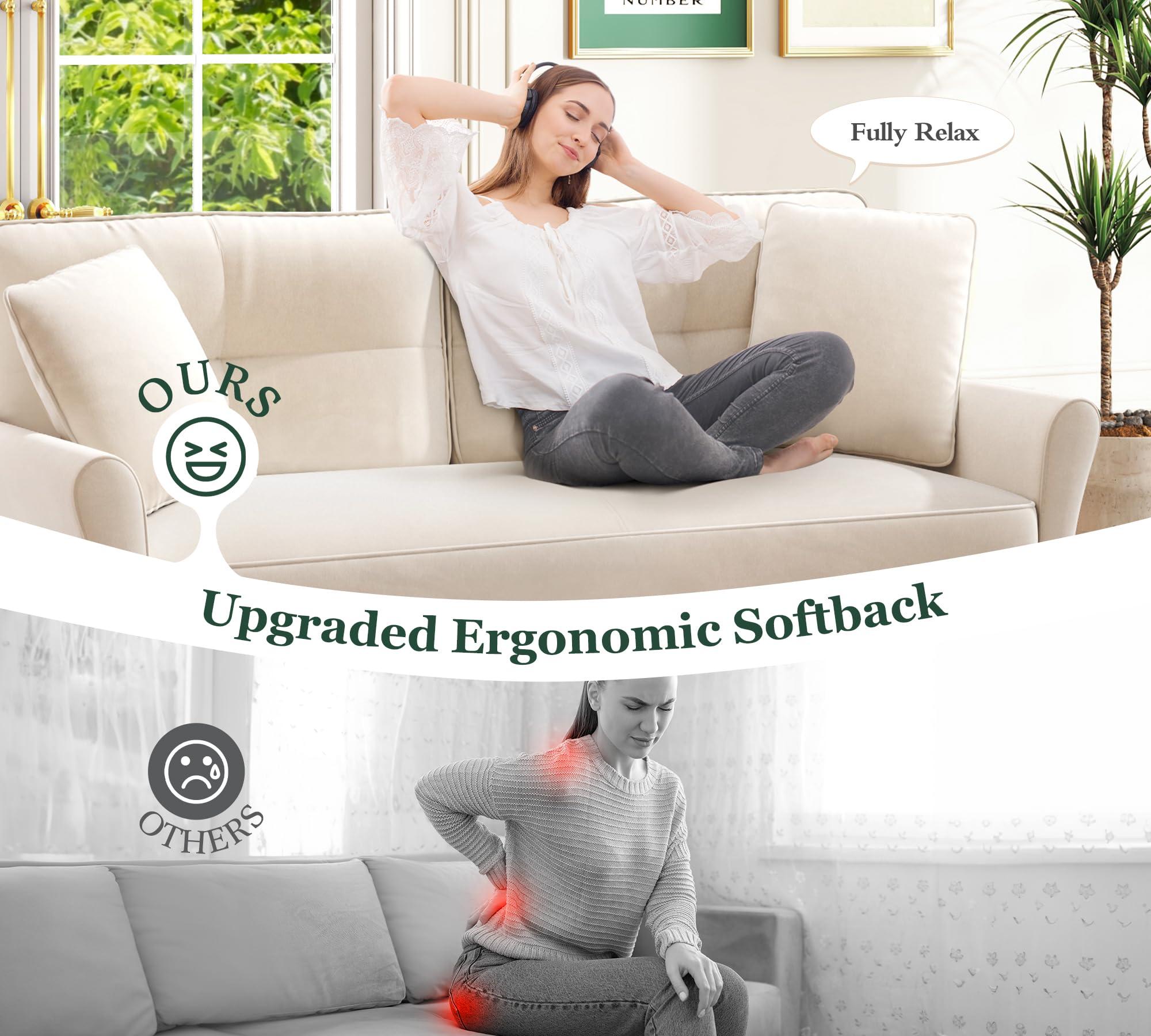 69" Small Sofa, Soft Small Couch with 2 Pillows, Comfy Love Seat Couches, Tool-Free Setup Loveseat Sofa, 700lb Load Sofas for Living Room, Cozy Couches for Living Room, Mini Couch for Bedroom, White - Image 8