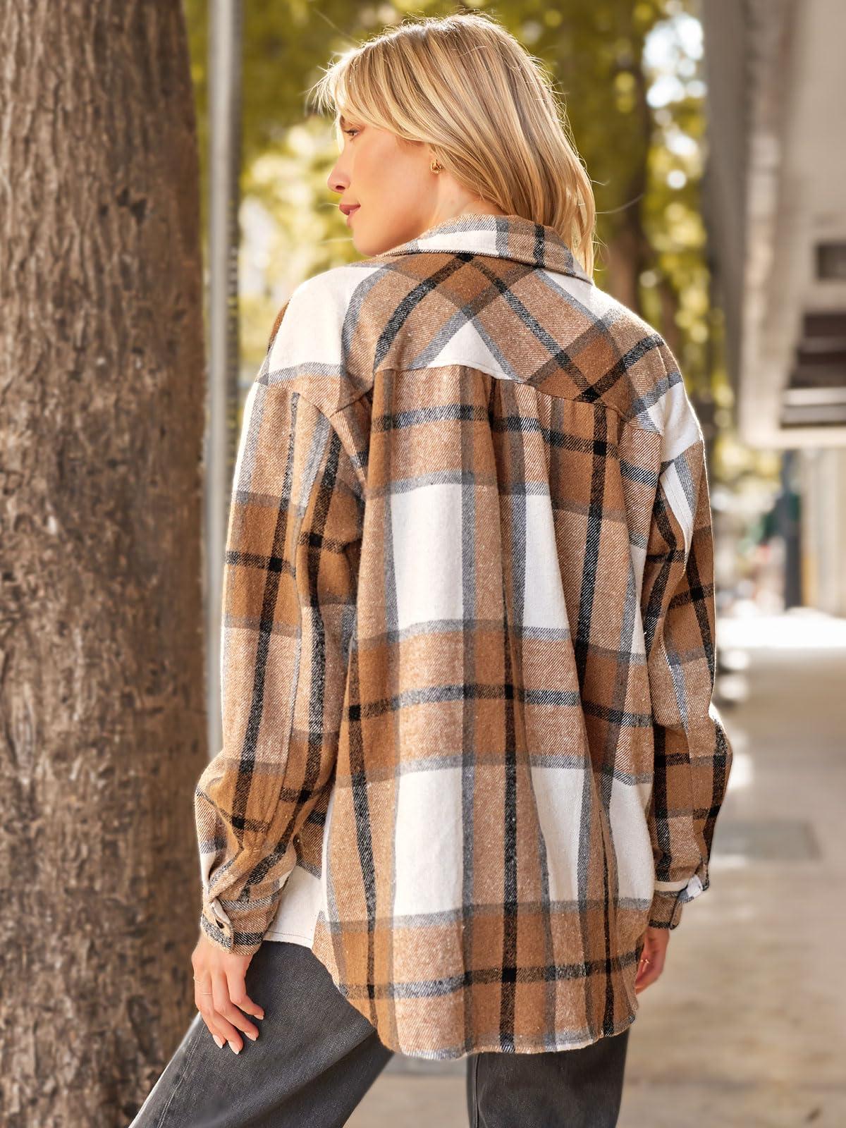 AUTOMET Womens Fall Outfits Fashion Clothes Shackets Flannel Plaid Button Down Long Sleeve Shirts Jackets - Image 4