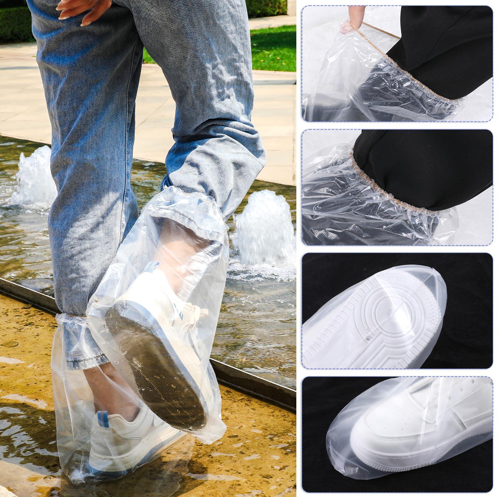 10 Pairs Shoe Covers Boot Covers Plastic Disposable Waterproof Shoe Covers, Shoes Cover for Rain, Rain Boot Shoe Covers, Plastic Boot and Shoe Covers, Non-Slip Outdoor Waterproof Shoe Protectors - Image 4