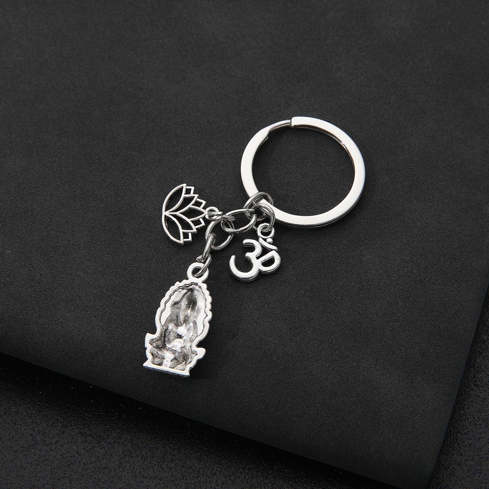 PHAETON 20PCS Ganesha Keychain with Lotus Charm Buddha Key Ring Key Holder Buddha Keychain, God Of Wealth Elephant Keychain for Festive Occasions, 3.18inch, Silver - Image 6