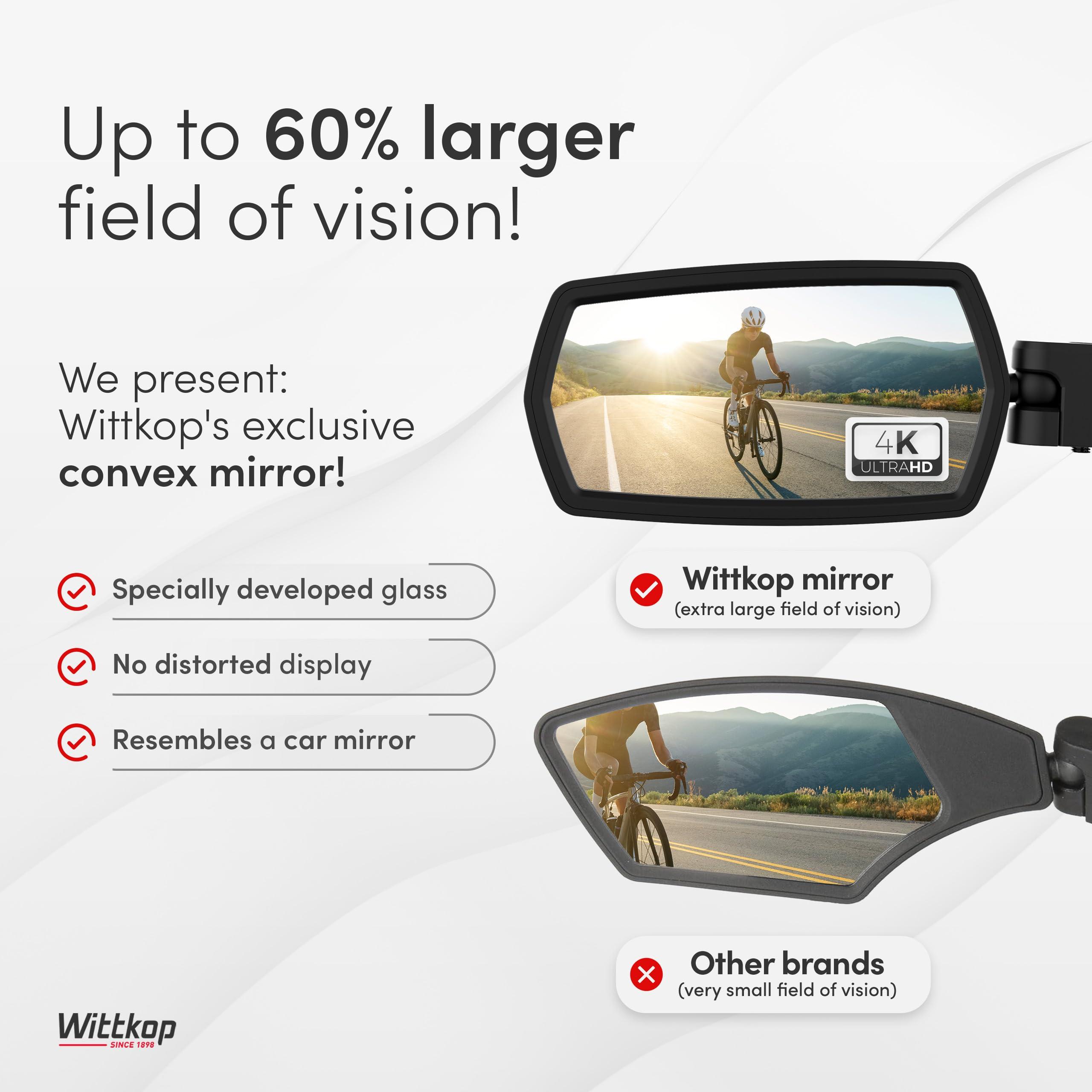 WITTKOP Bike mirror | Large HD field of vision | 360° rotatable & foldable | Mounting above & below | Break-proof & durable | ebike accessories, bike mirror handlebar mount, bicycle mirrors - Image 4