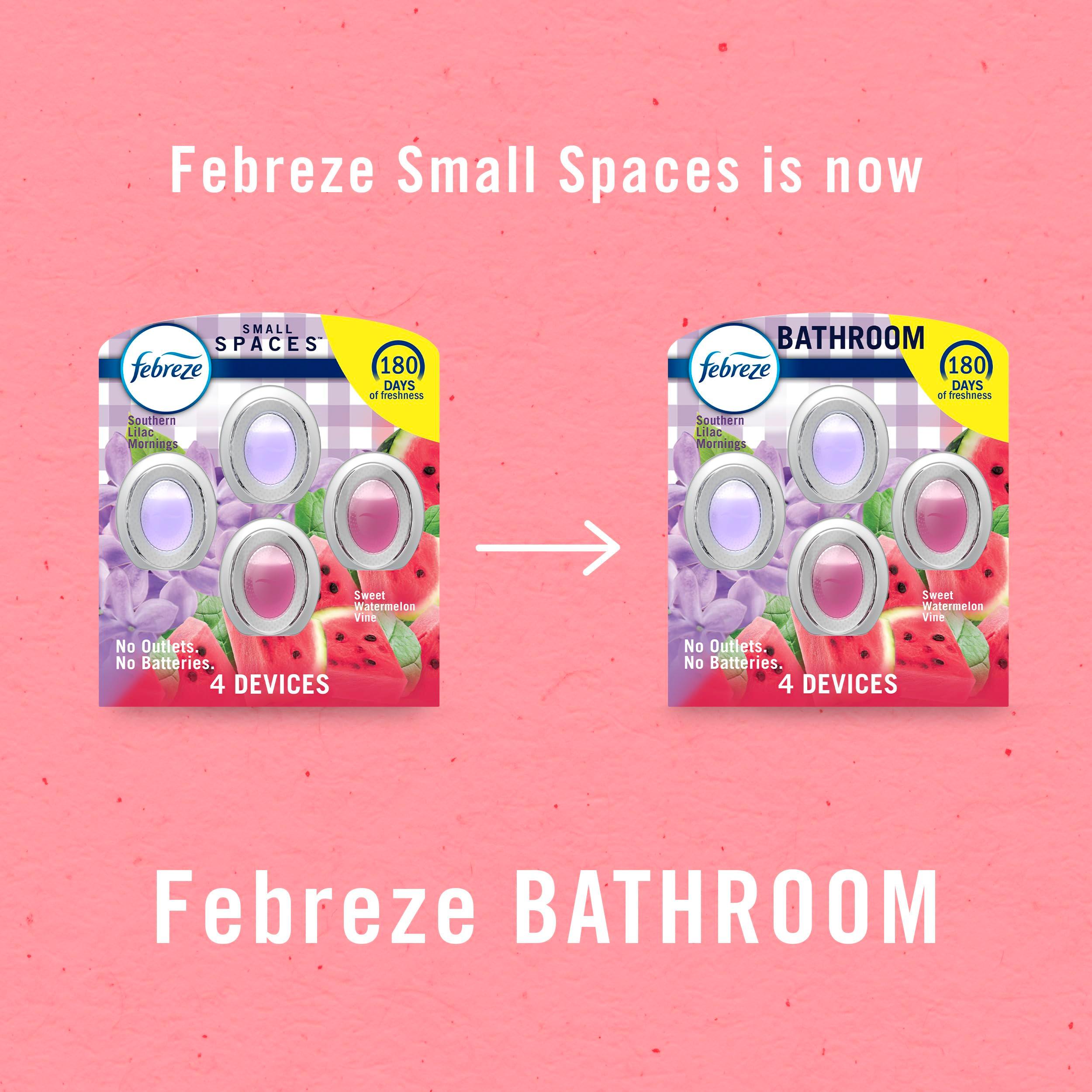 Febreze Bathroom Air Freshener, Odor-Fighting, Plug In Alternative, Air Fresheners for Home and Bathroom and Kitchen, Closet Air Fresheners, Watermelon & Lilac Scent, 4 Count - Image 10