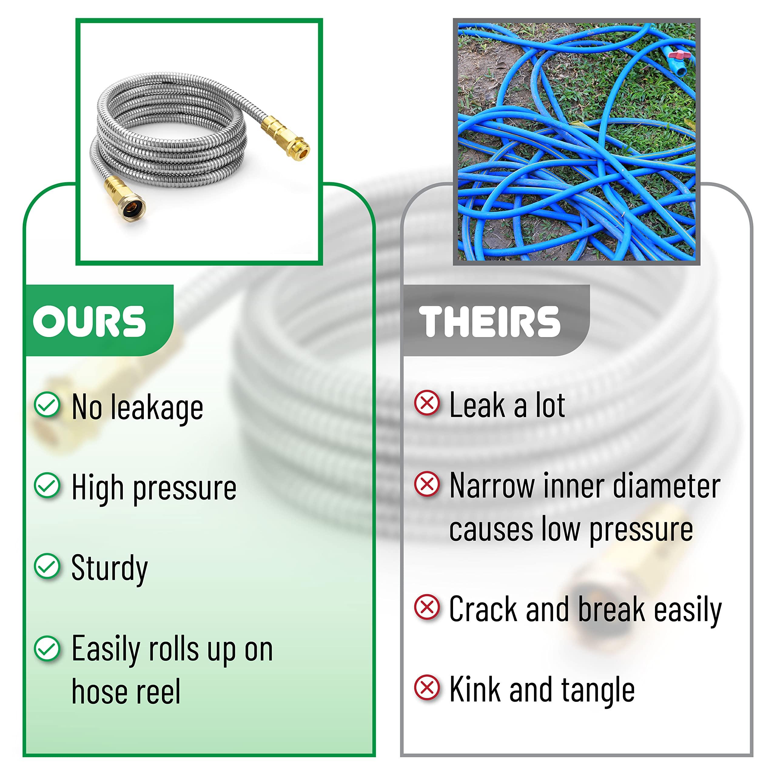 UNCO 10 Feet Stainless Steel No Kink Metal Garden Hose - Image 5