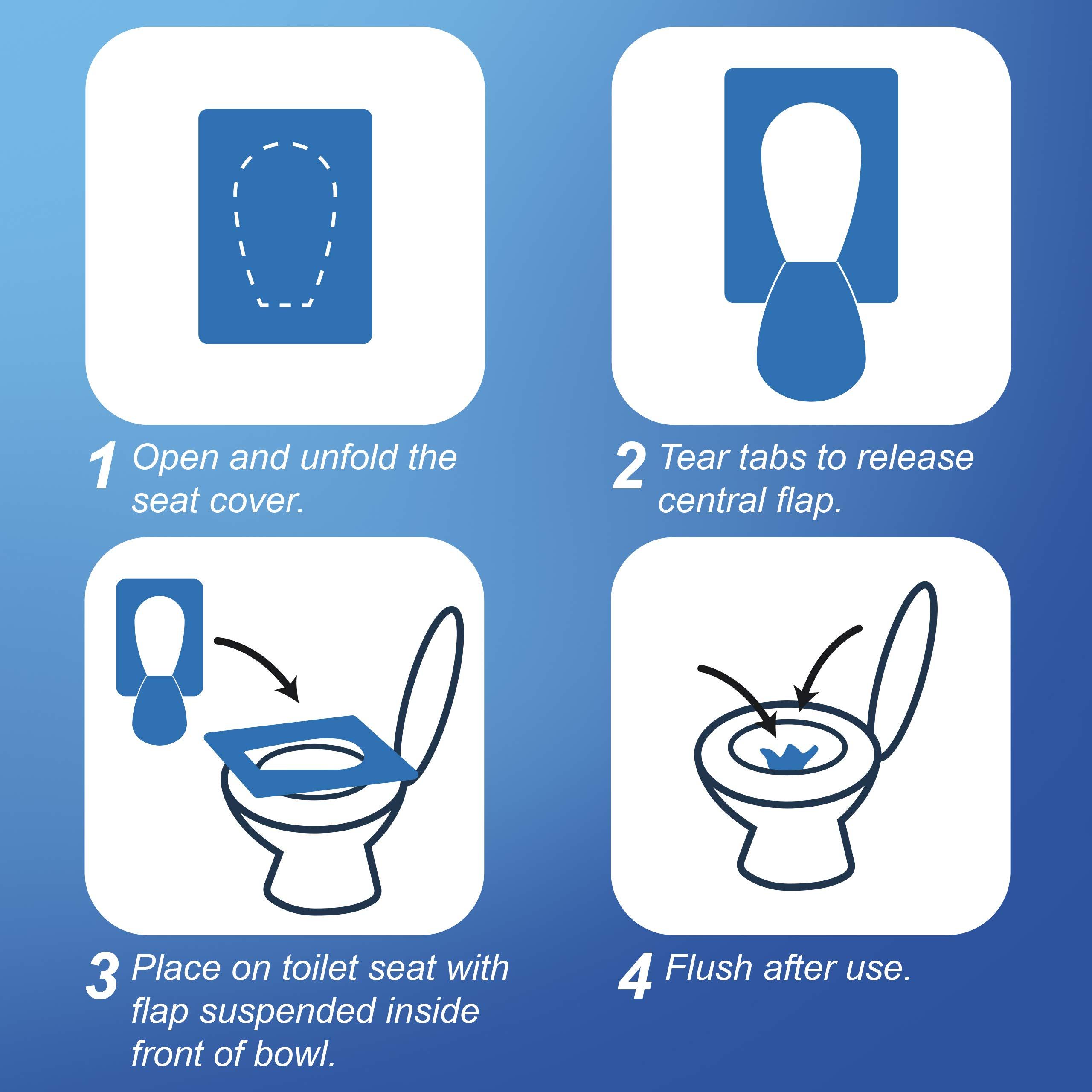 Rockland Guard Toilet Seat Cover - Flushable & Disposable Toilet Seat Cover for Bathroom - Road Trip Accessories & Travel Essentials for Kids & Adults - 10 Resealable Packs with 10 Sheets - 100-Count - Image 4