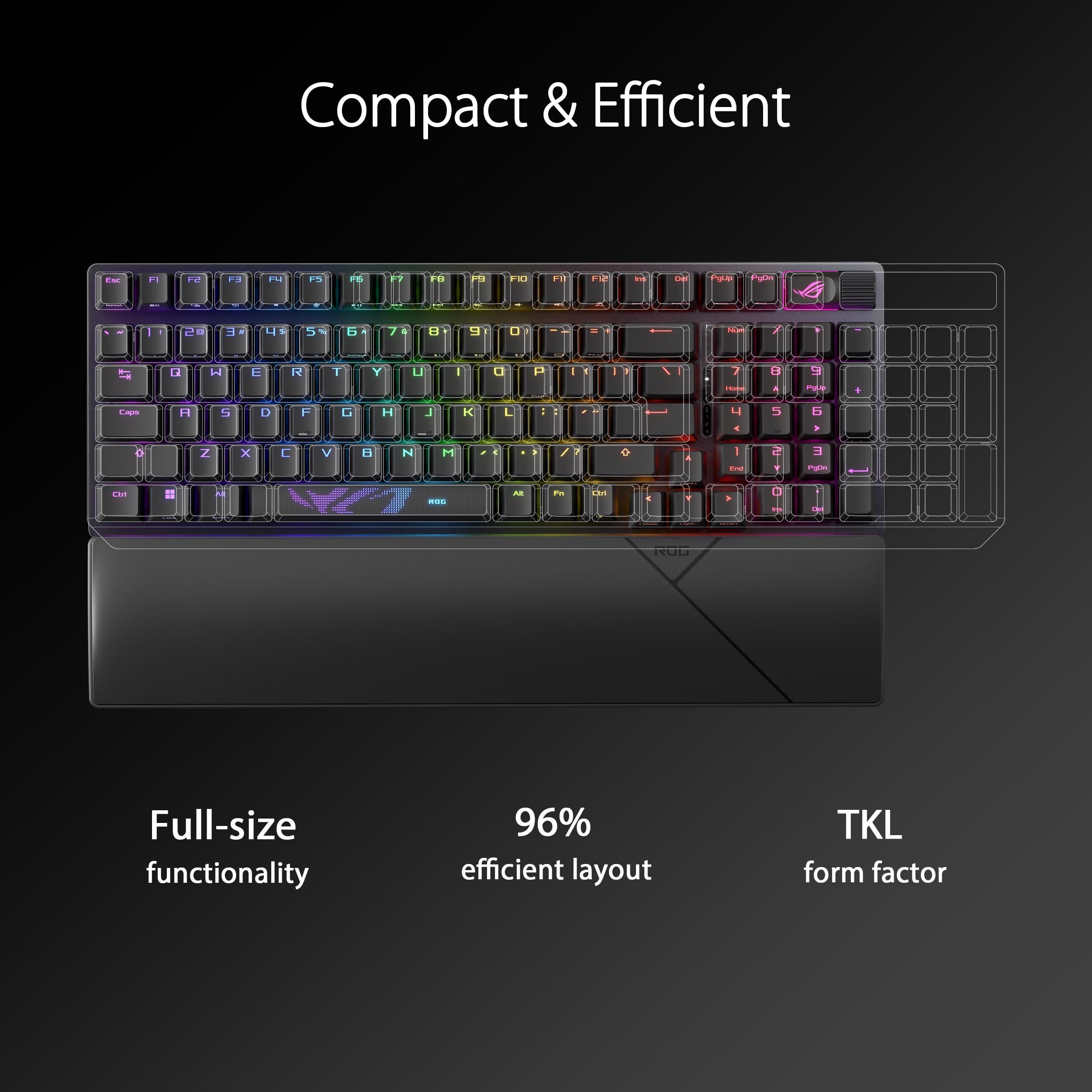 ASUS ROG Strix Scope II 96 Wireless Gaming Keyboard, Tri-Mode Connection, Dampening Foam & Switch-Dampening Pads, Hot-Swappable Pre-lubed ROG NX Snow Switches, PBT Keycaps, RGB-Black - Image 2
