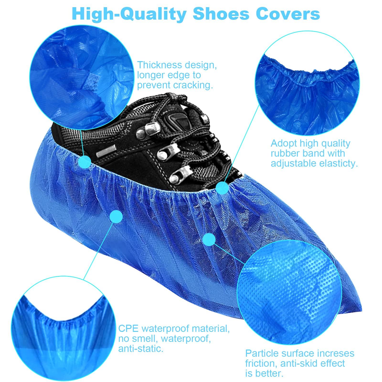 200Pcs/100Pairs Waterproof Shoe Covers Disposable Non Slip, Disposable Shoe Covers for Indoors, Premium Shoes Protectors Boot Covers, CPE Plastic Shoe Booties for Shoes Covers, Fit All Men&Women DHOOZ - Image 4