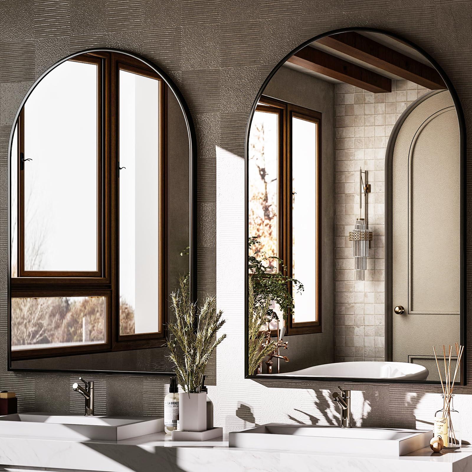 HARRITPURE Arched Wall Mirror 24"x36" – Black Metal Frame Vanity Mirrors for Bedroom, Entryway, Living Room Decor - Image 5