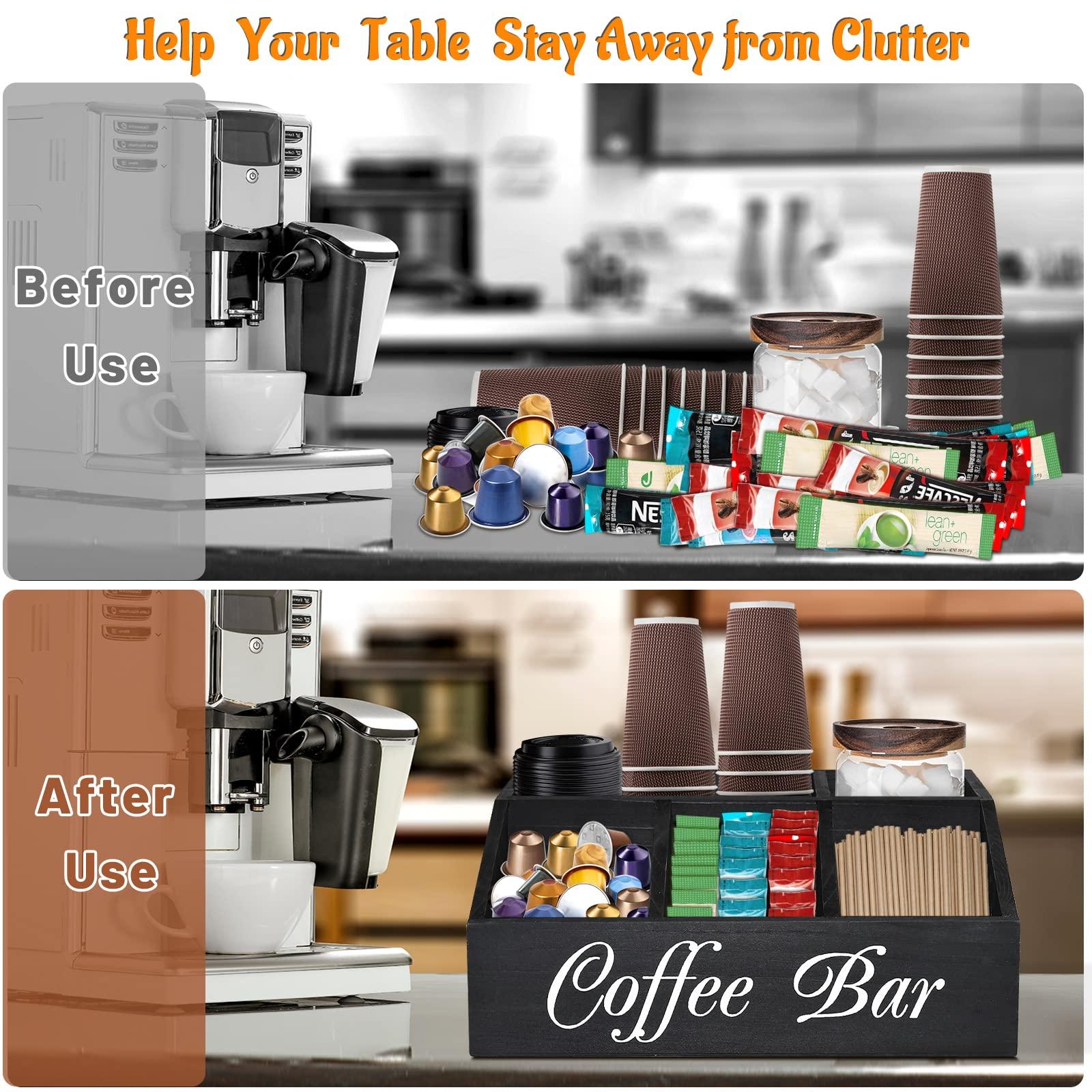 ugiftt Coffee Station Organizer for Counter, Wood Pods Holder Storage Basket, Tea Condiment Storage Organizer, Coffee Bar Decor for Accessories Organizer - Image 6